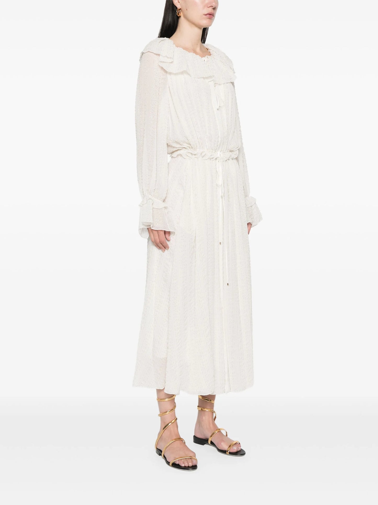ruffled lurex midi dress