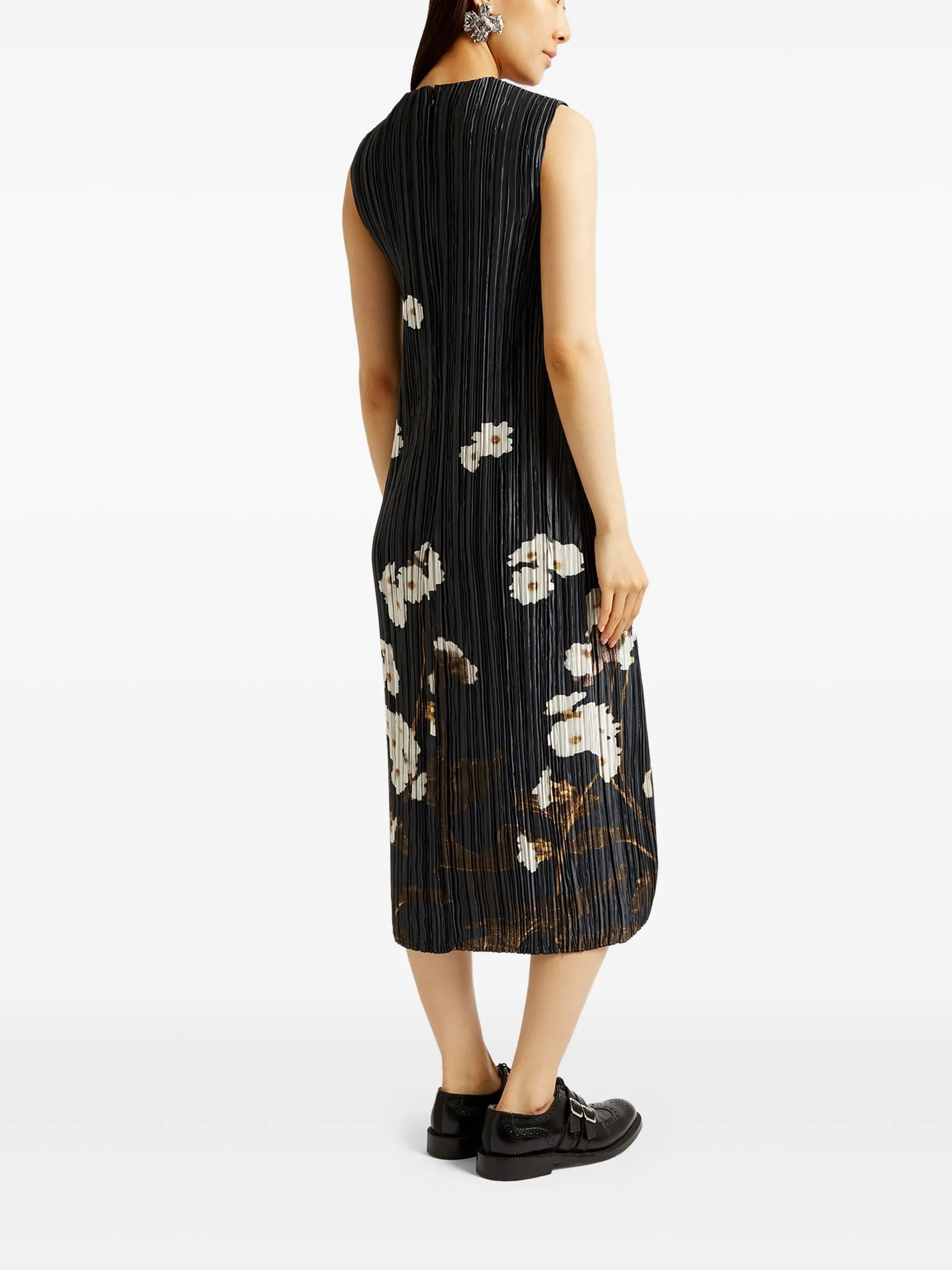 pleated midi dress