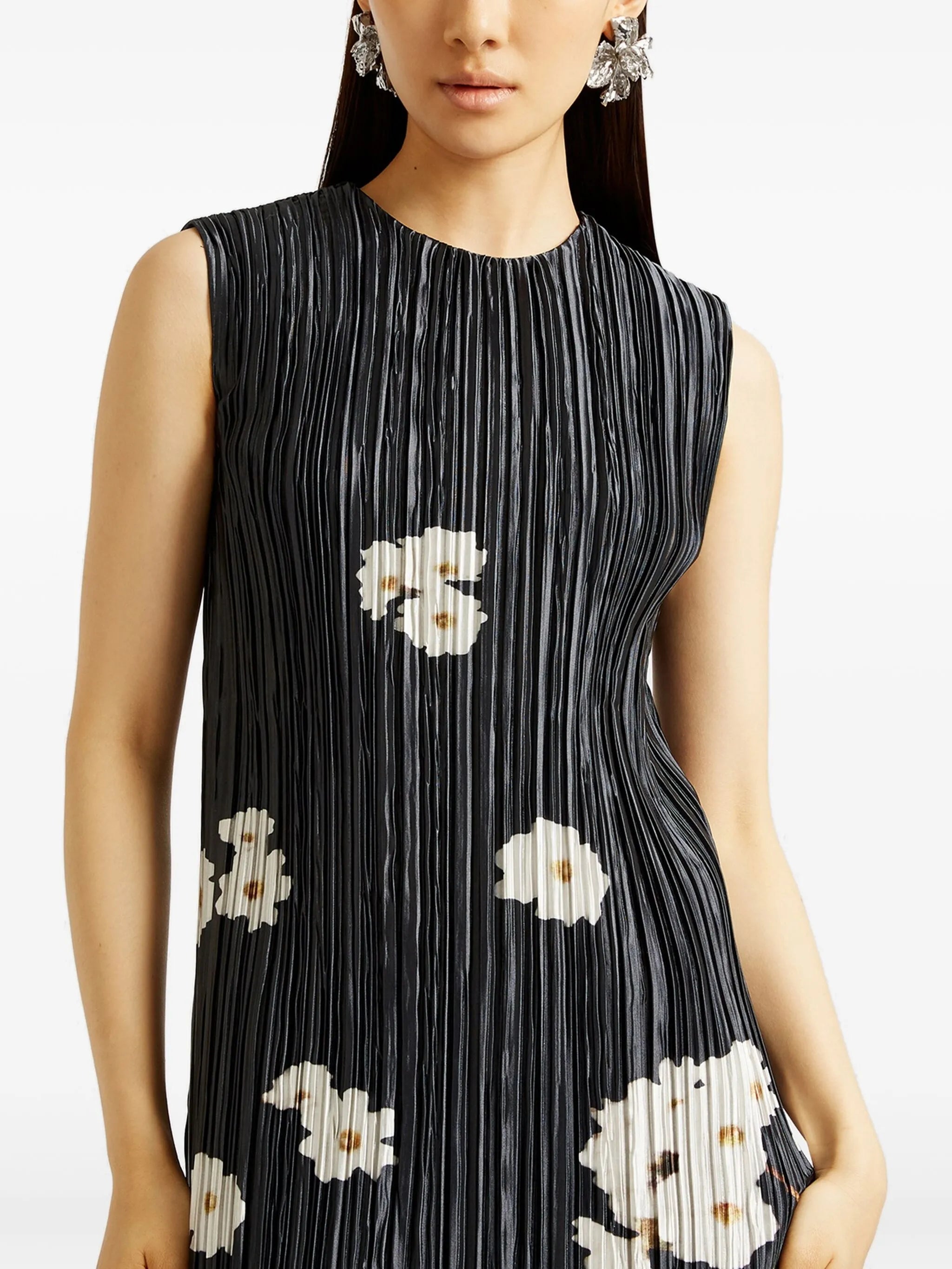 pleated midi dress