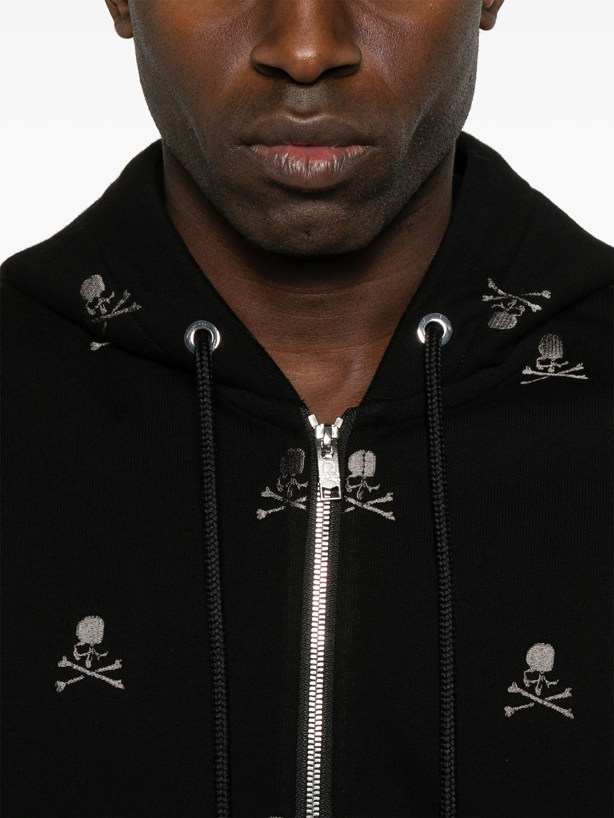 skull-embroidered hoodie