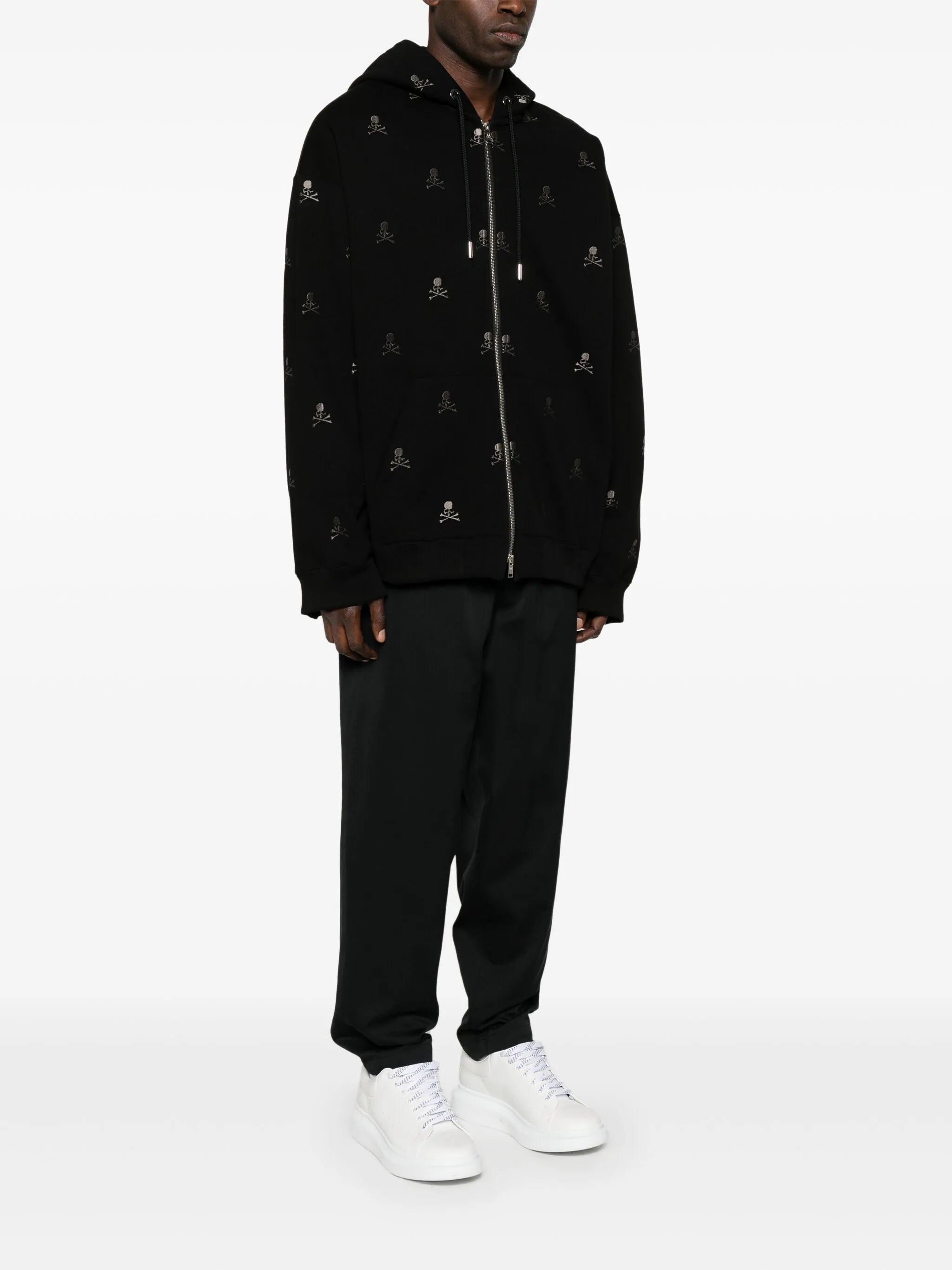 skull-embroidered hoodie