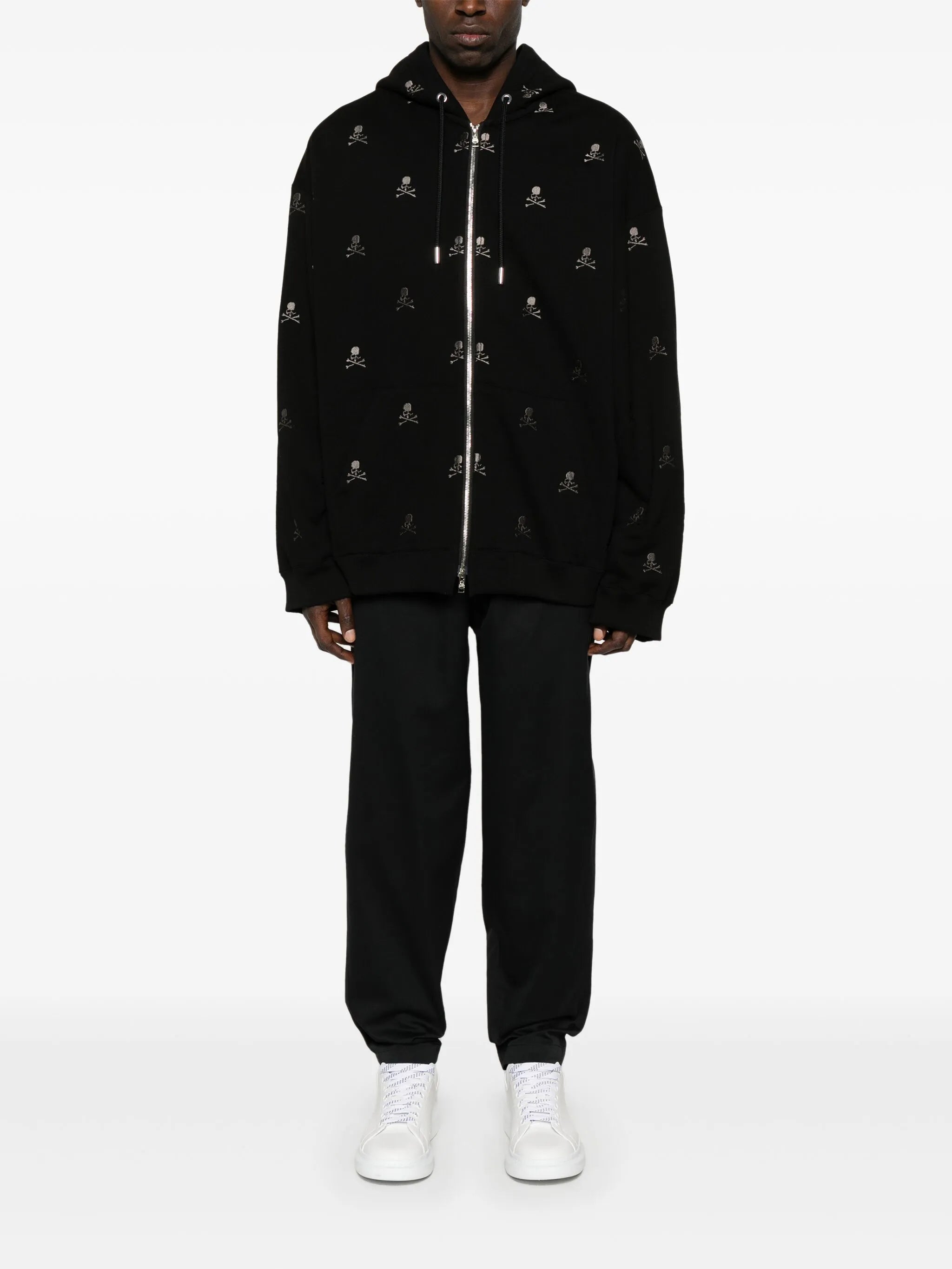 skull-embroidered hoodie
