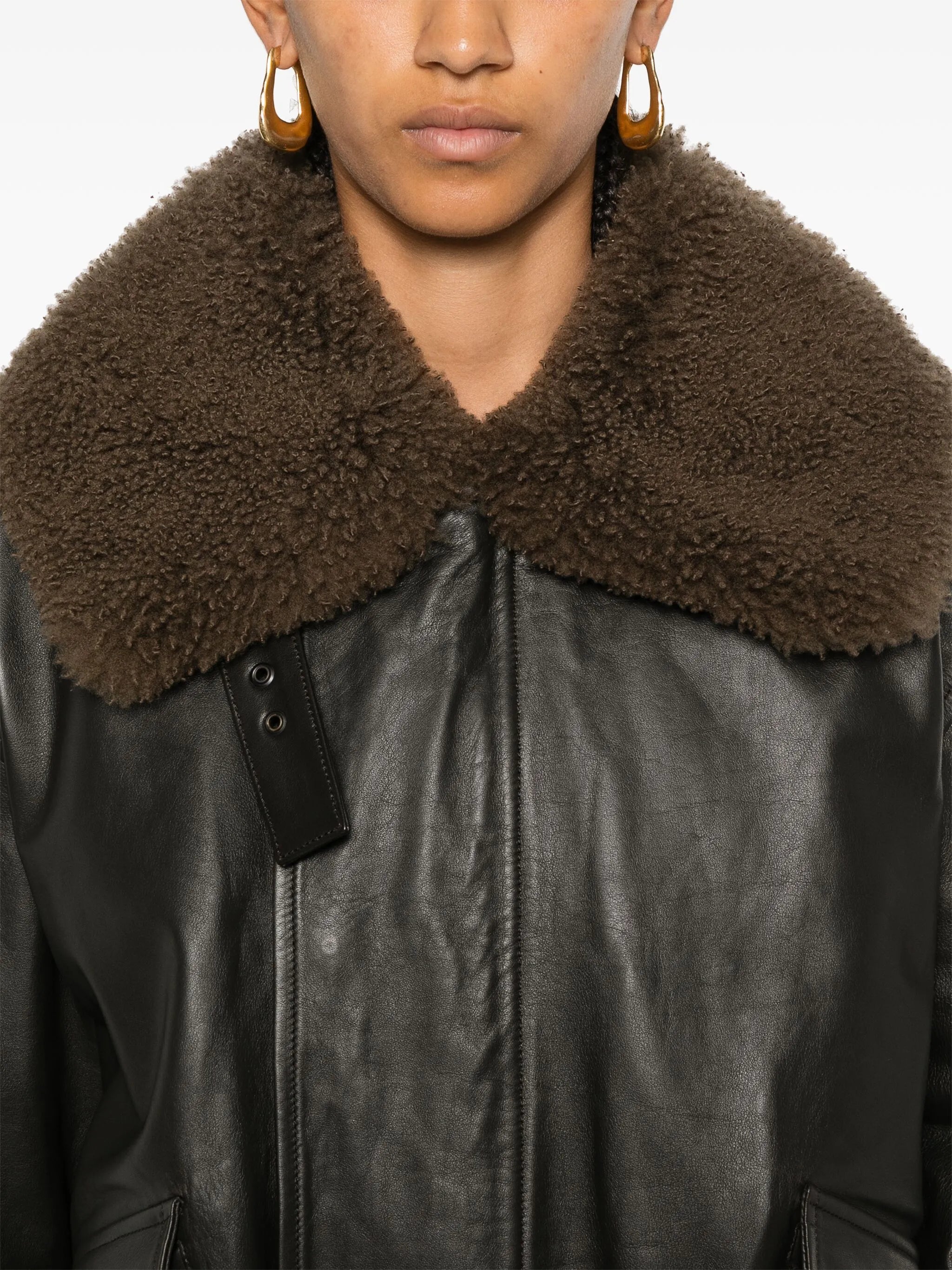 shearling collar leather jacket