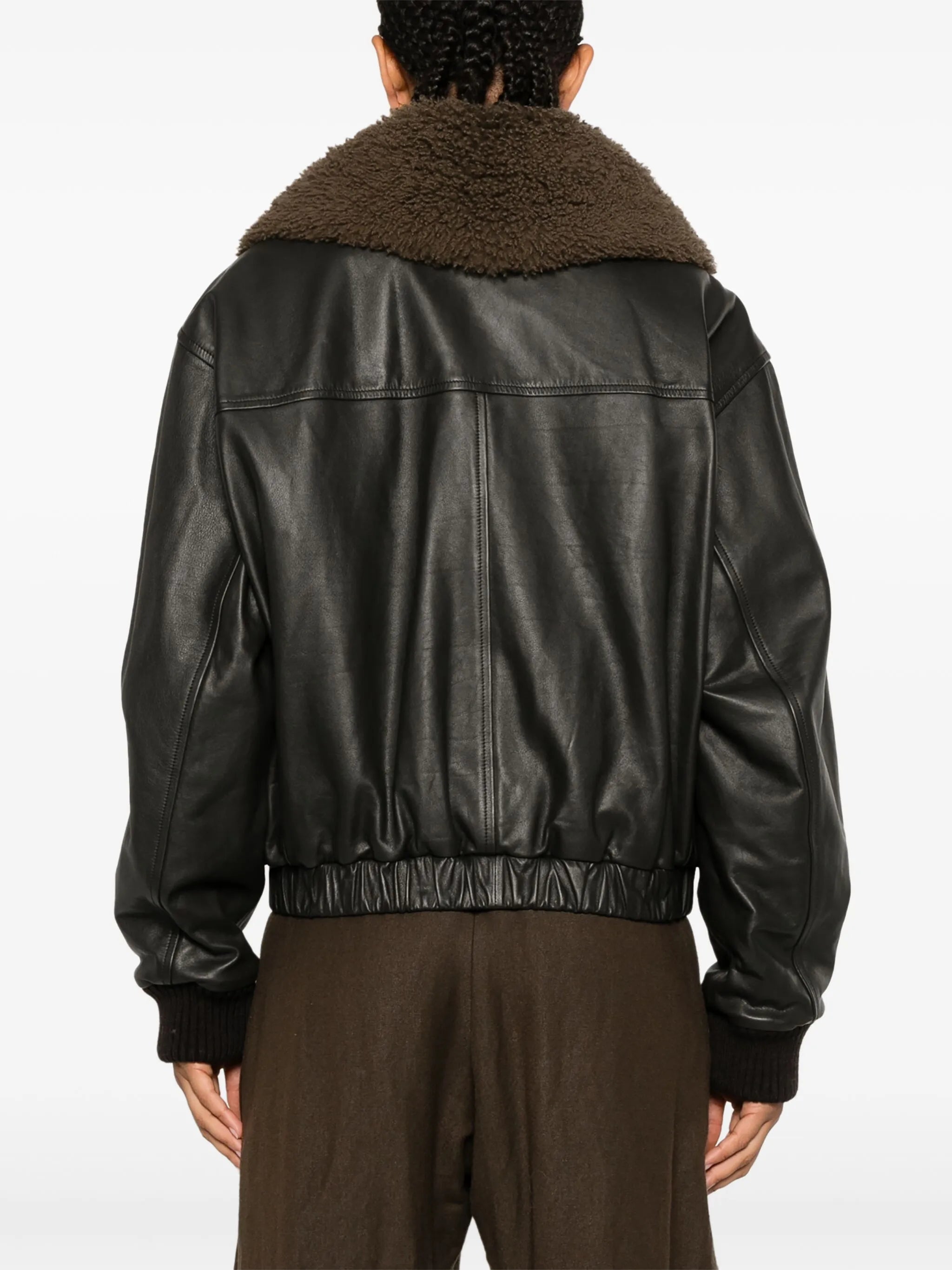 shearling collar leather jacket