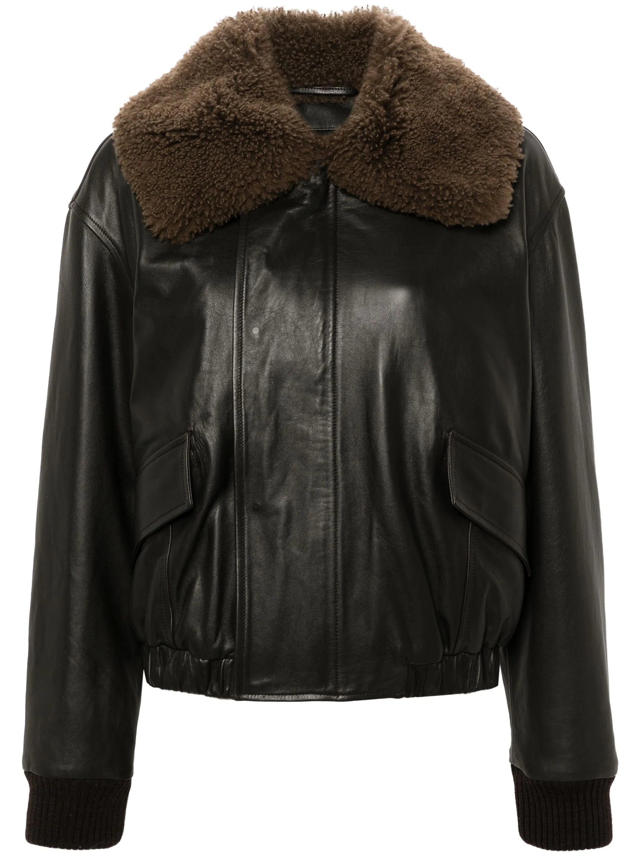 shearling collar leather jacket