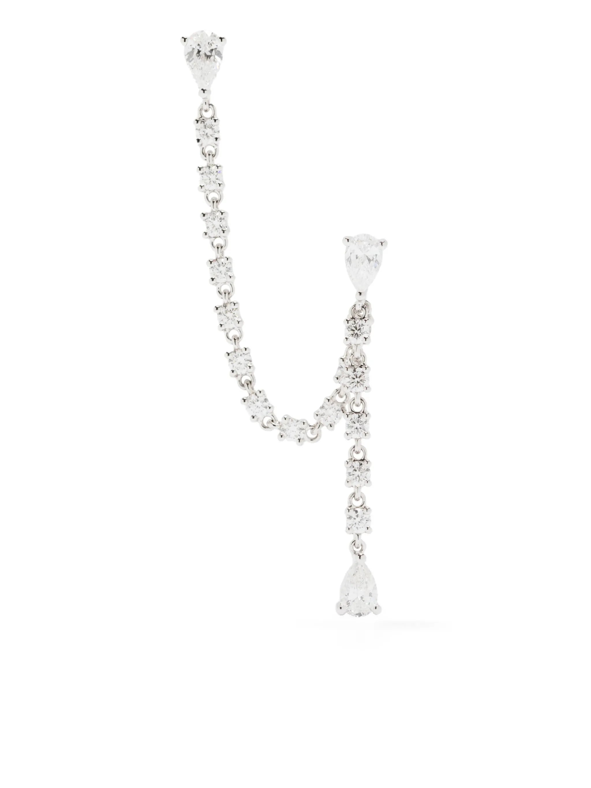 14K white gold diamond drop earring