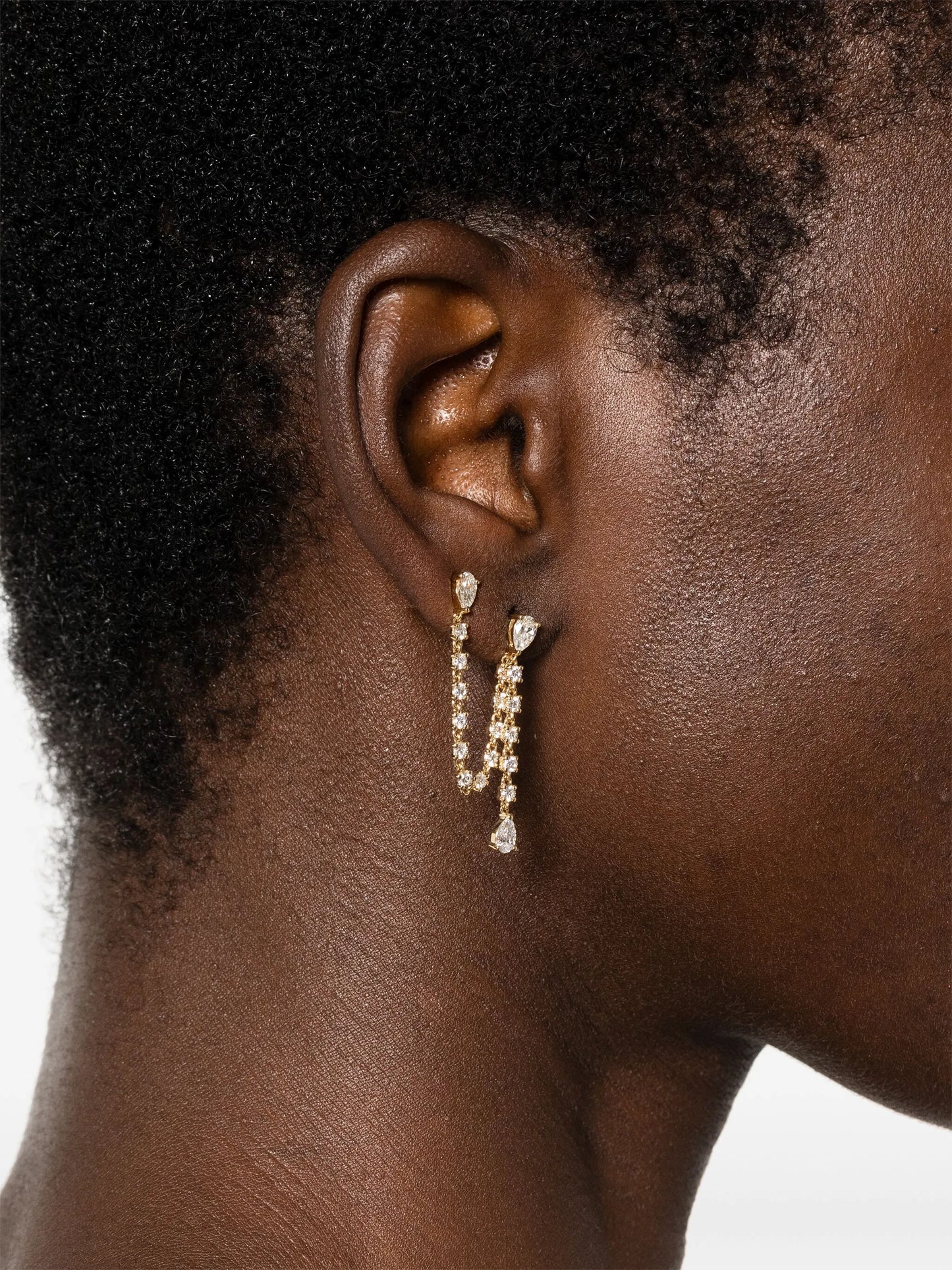 14K yellow gold diamond drop earring