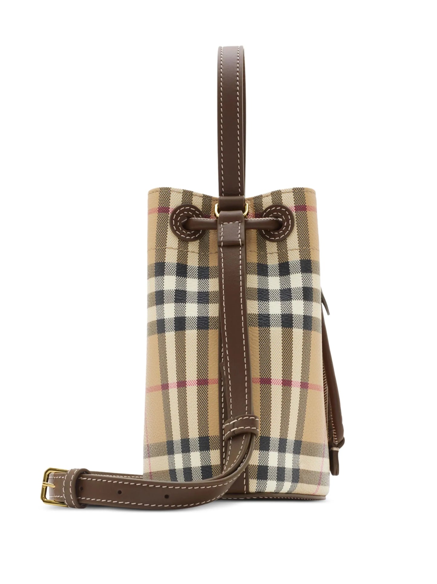 checked mini bucket bag