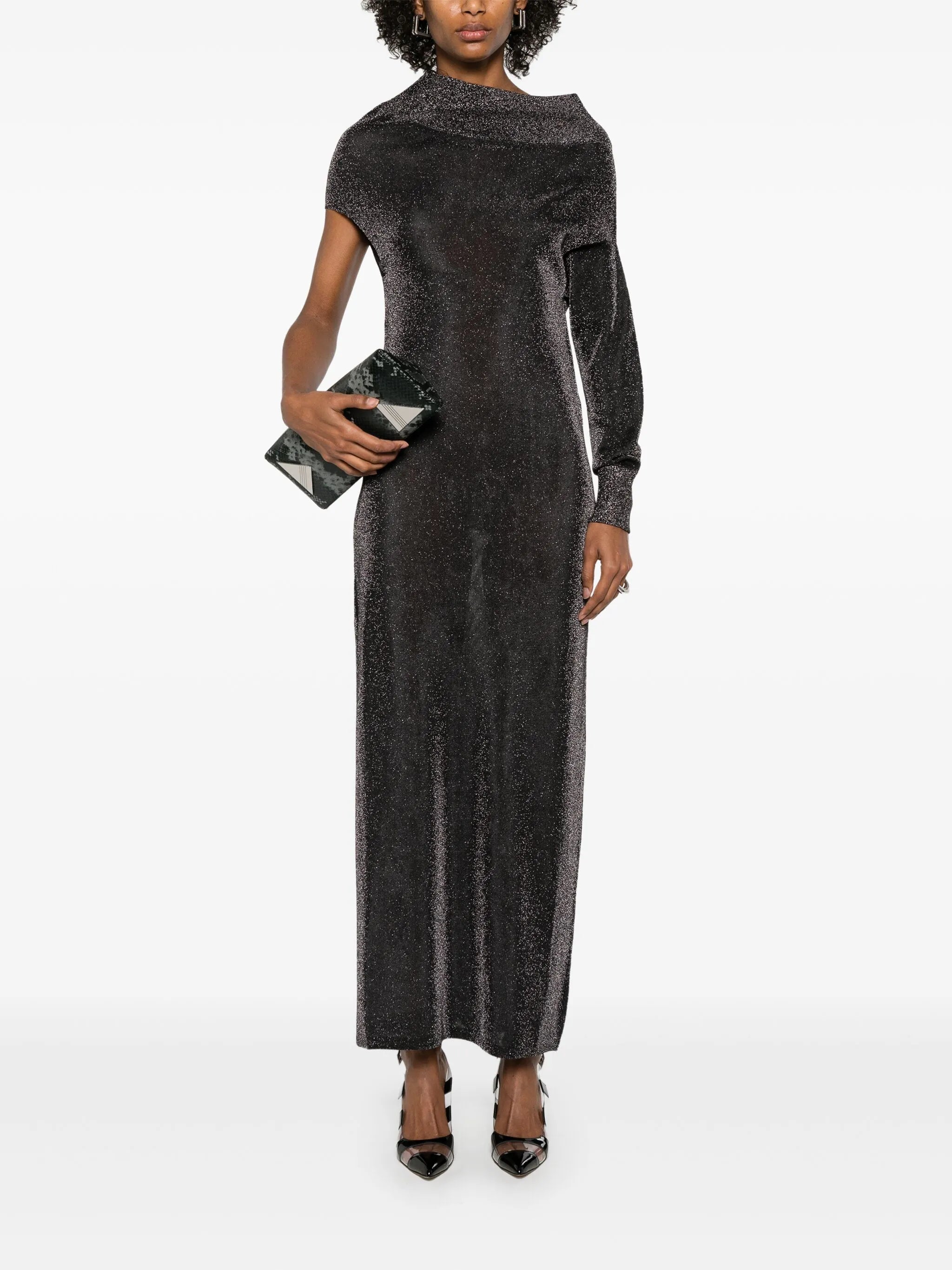 draped lurex gown