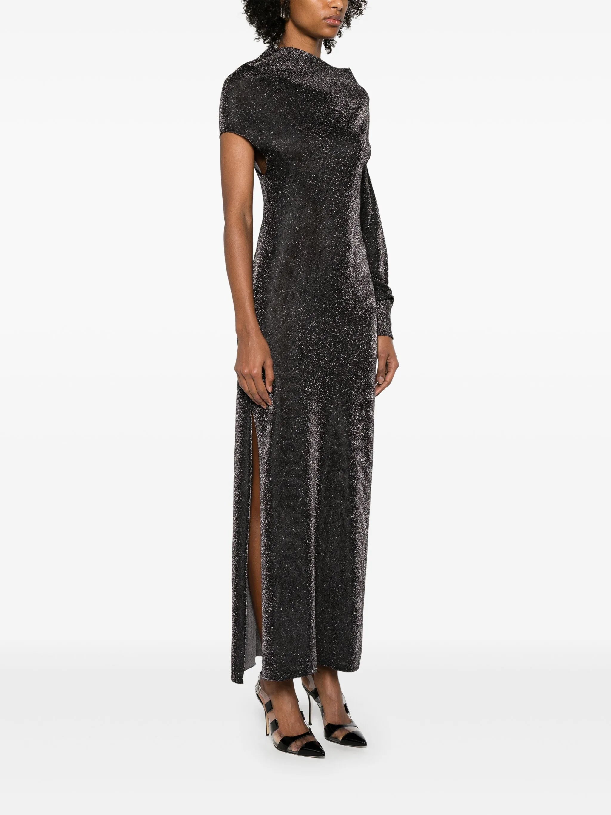 draped lurex gown