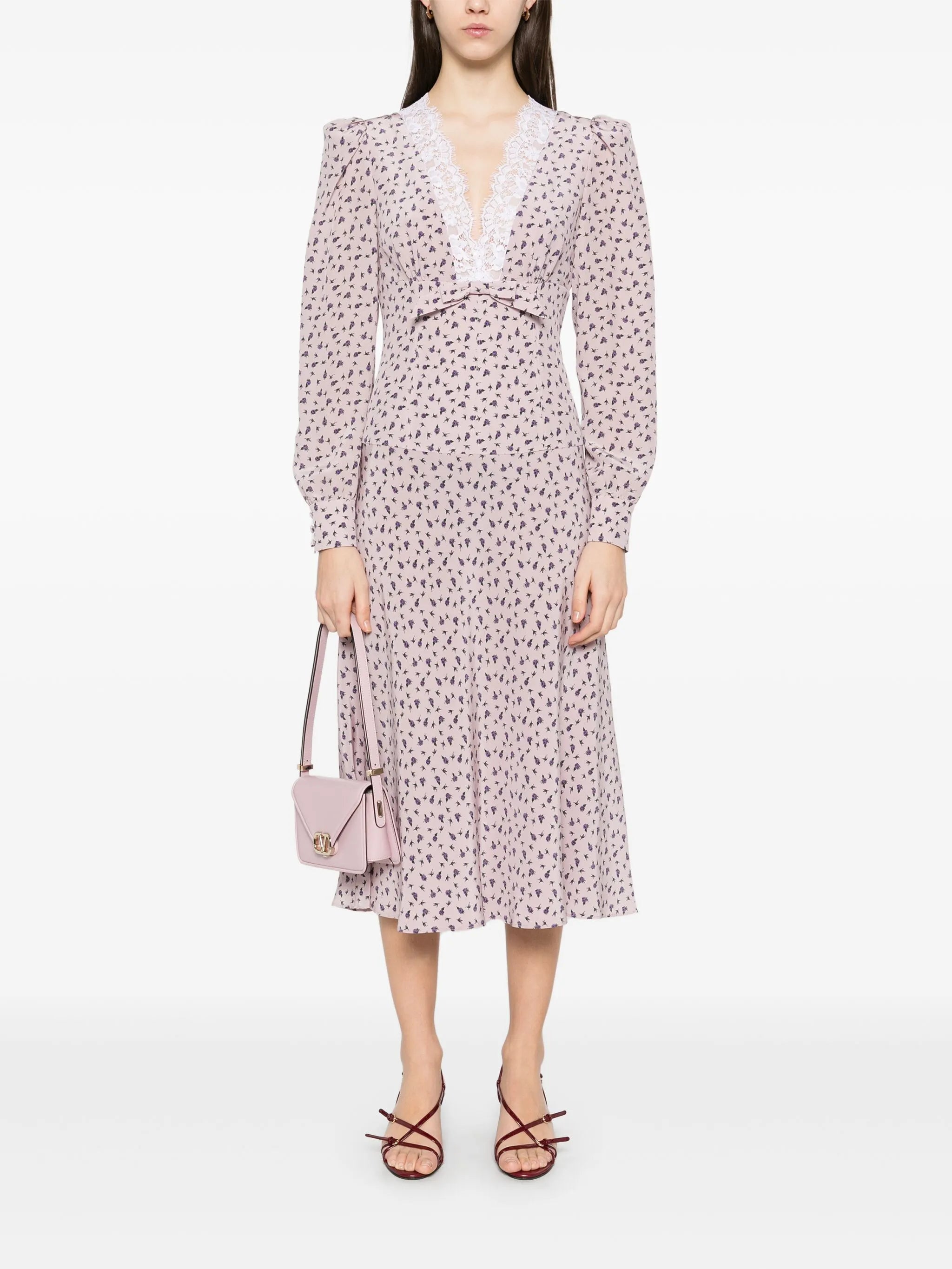 rose-print midi dress