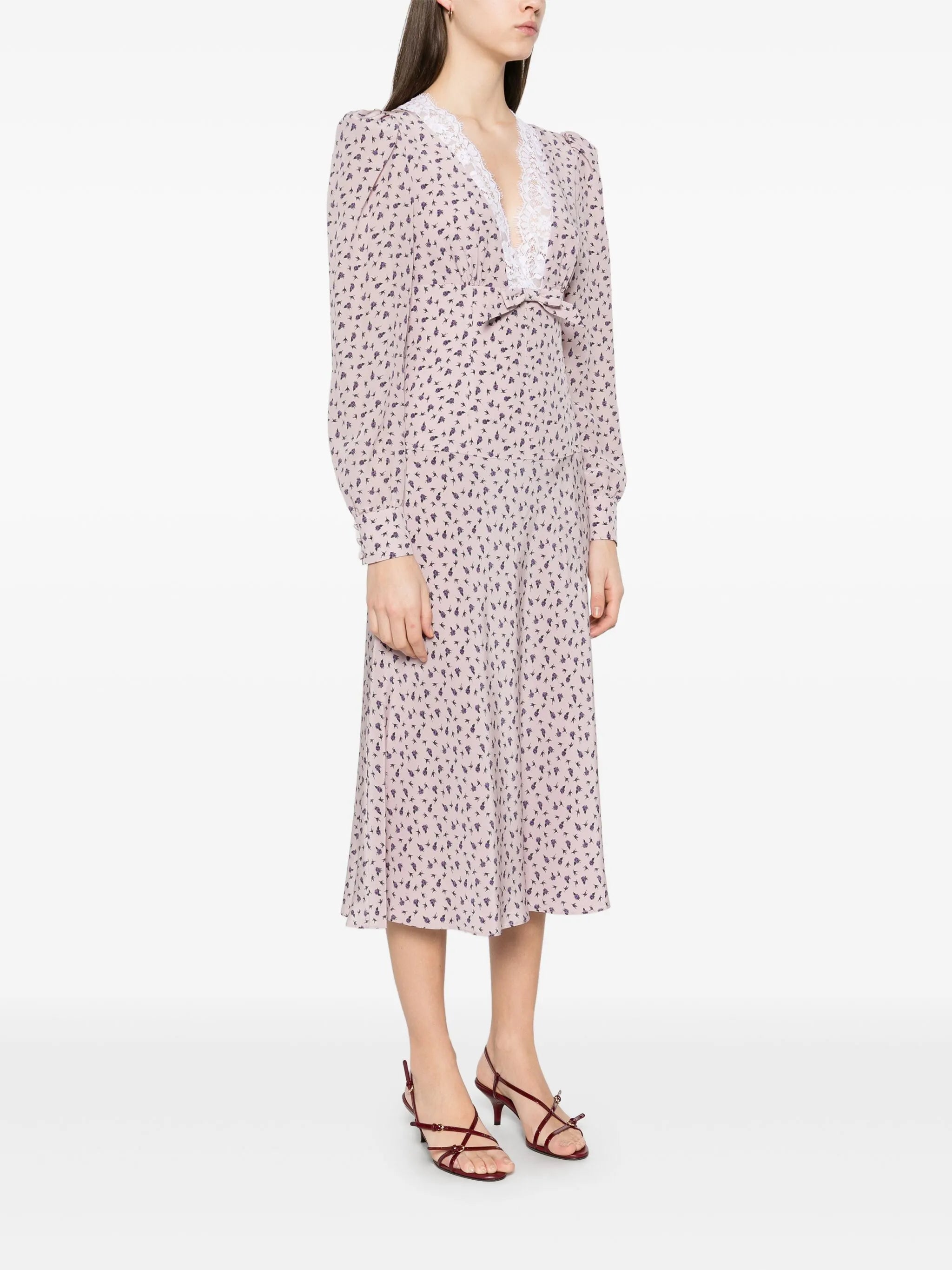 rose-print midi dress