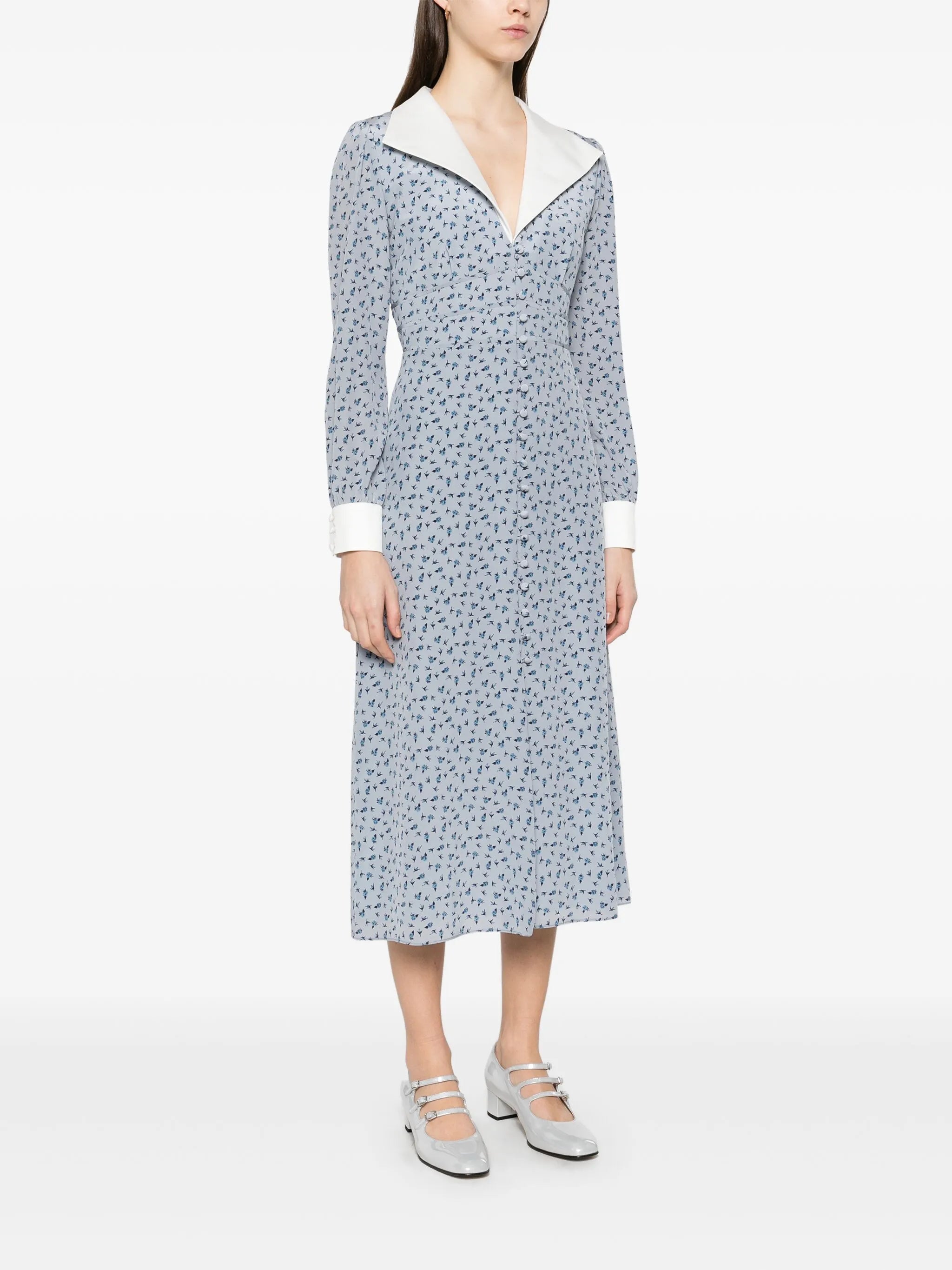 rose-print midi dress