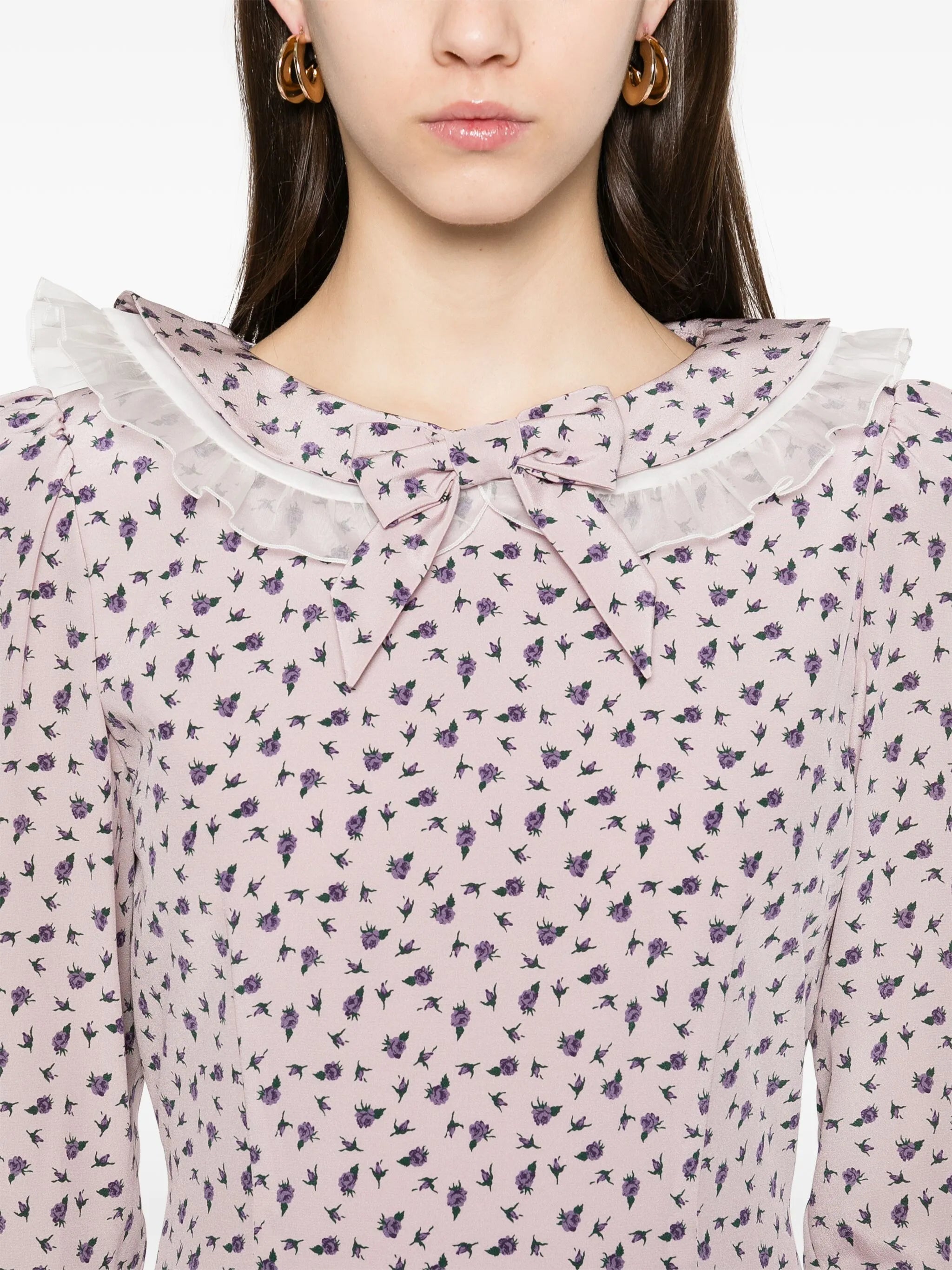 rose-print mini dress