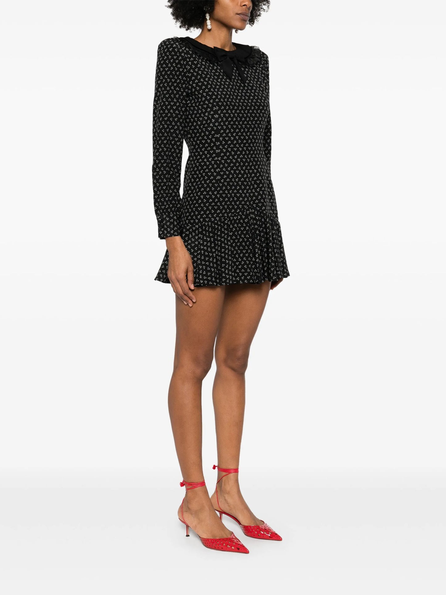 flower-print silk mini dress