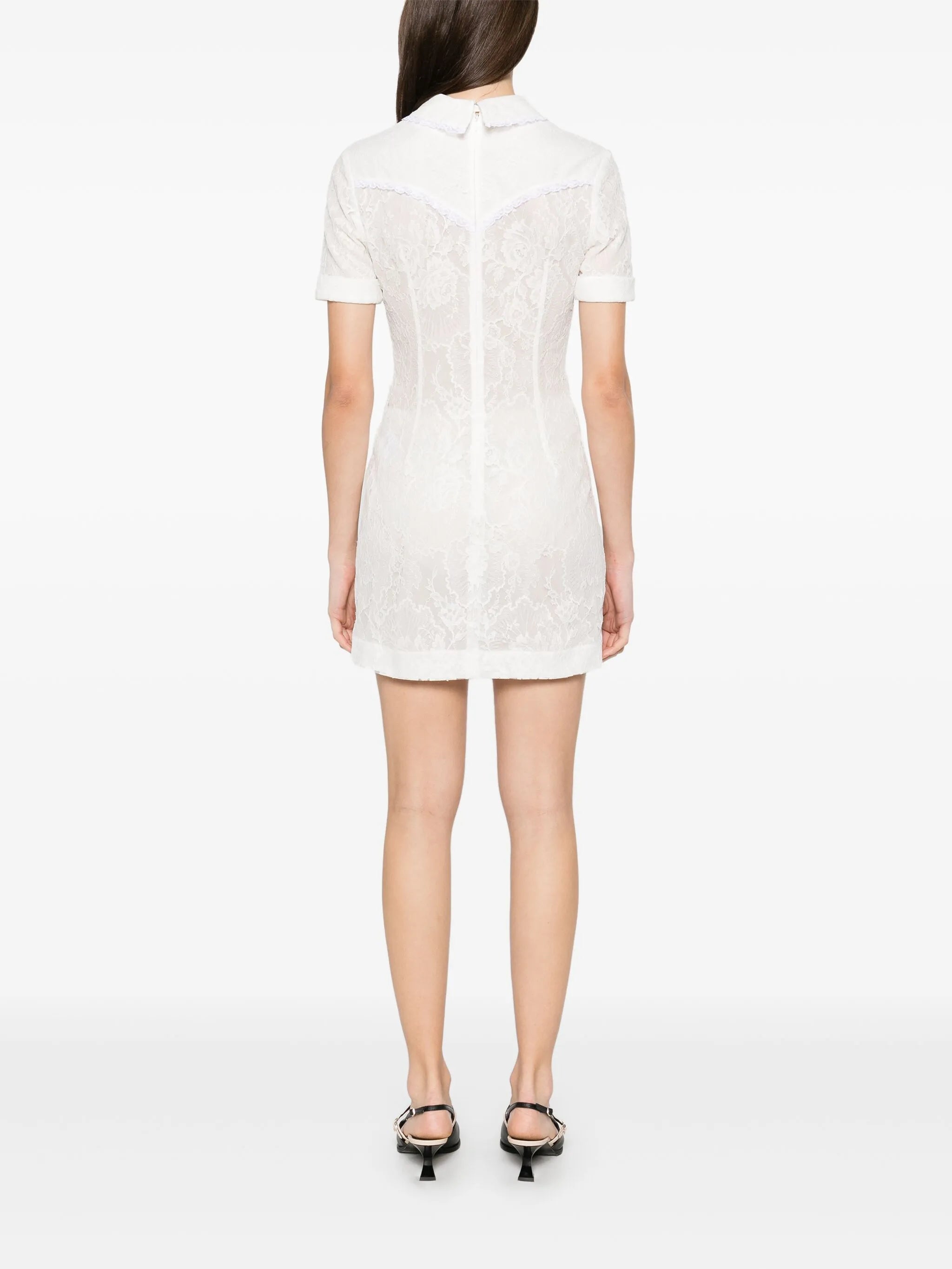 bow-detailing lace mini dress