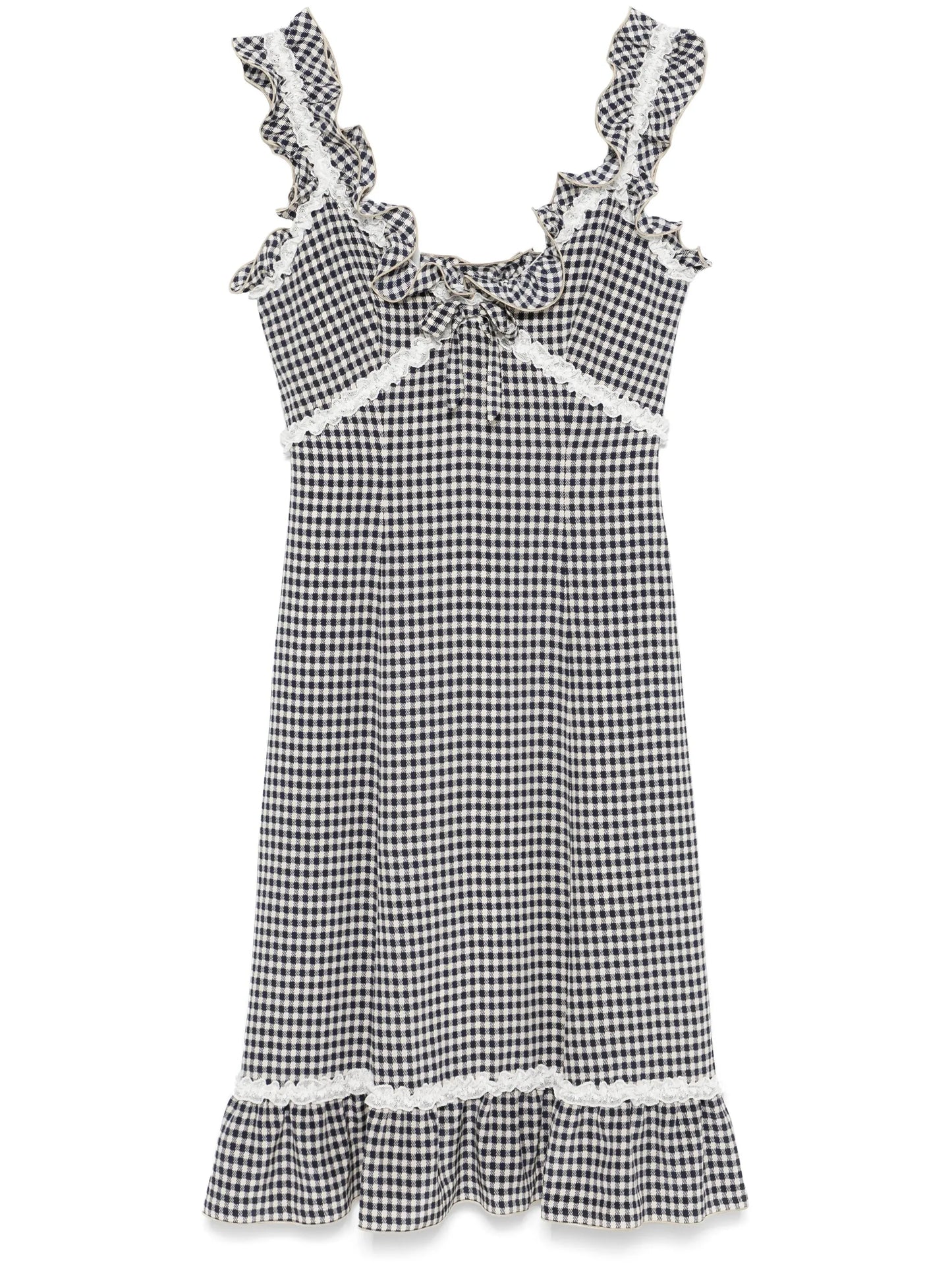 grid-pattern midi dress