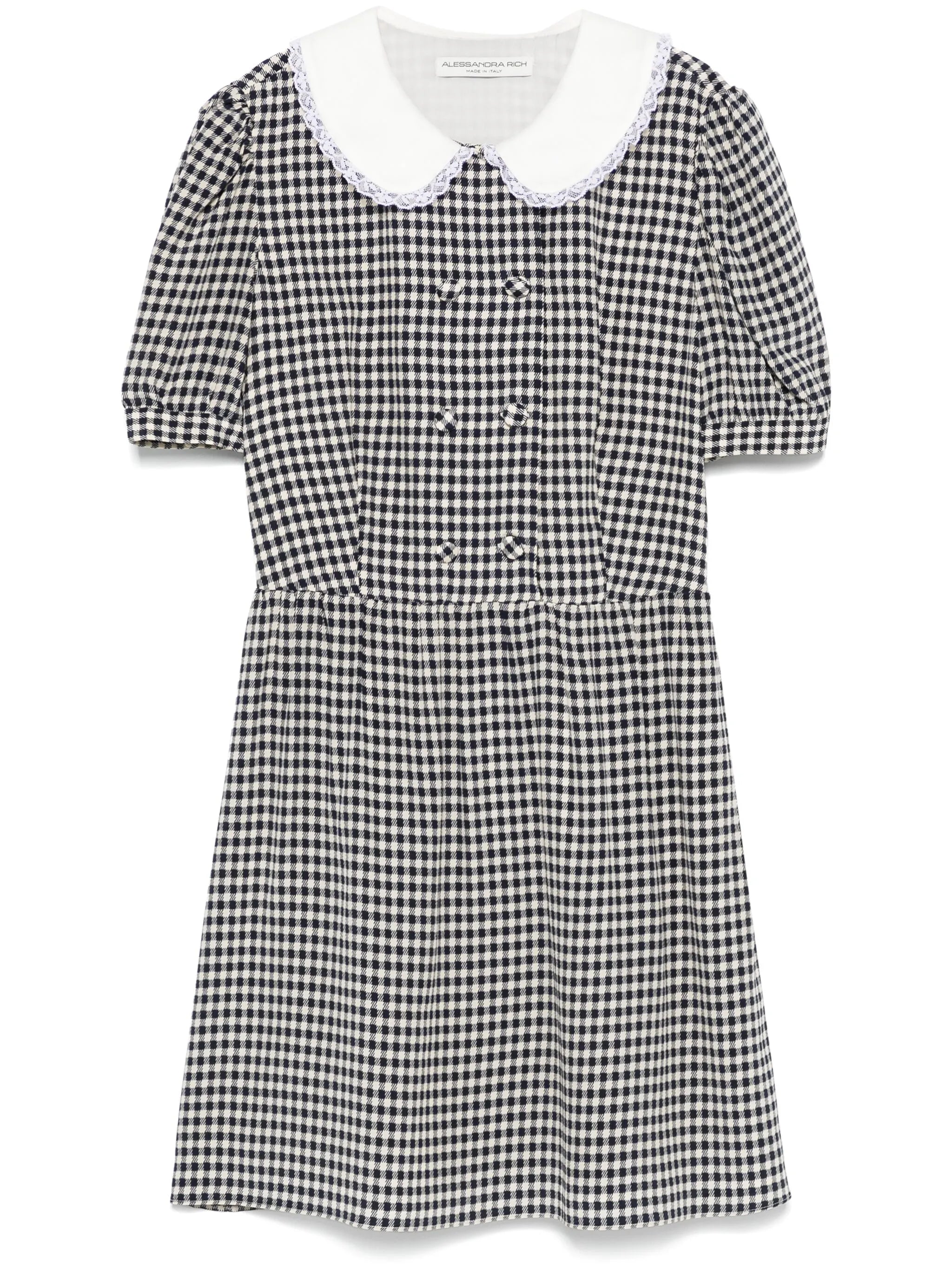 vichy-print silk mini dress