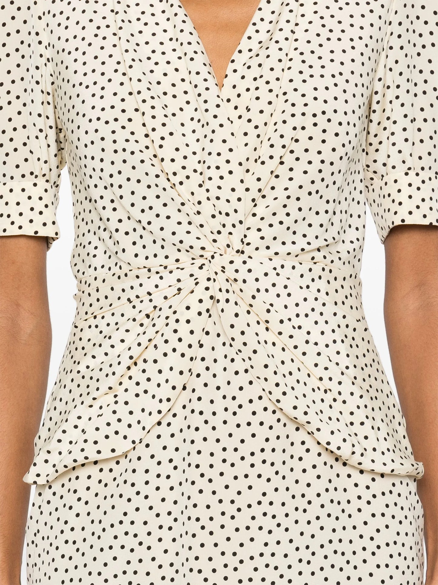 polka-dot silk midi dress