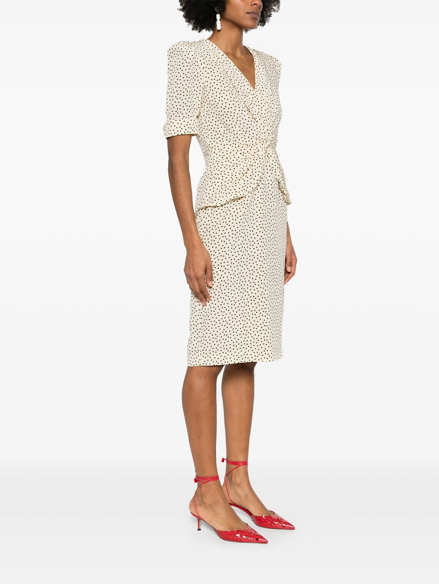 polka-dot silk midi dress