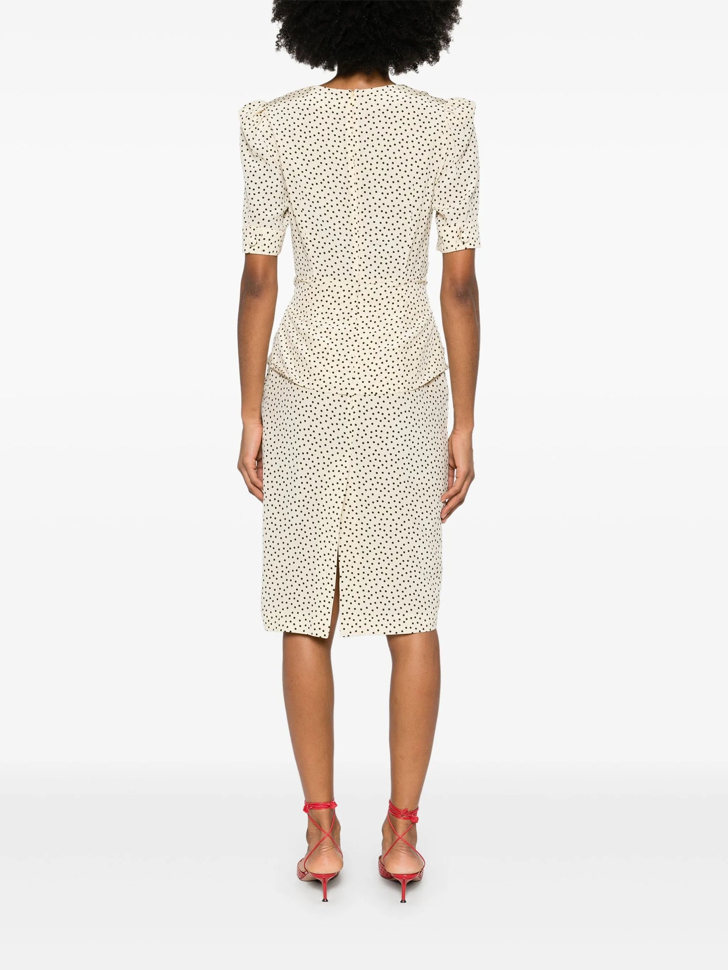polka-dot silk midi dress