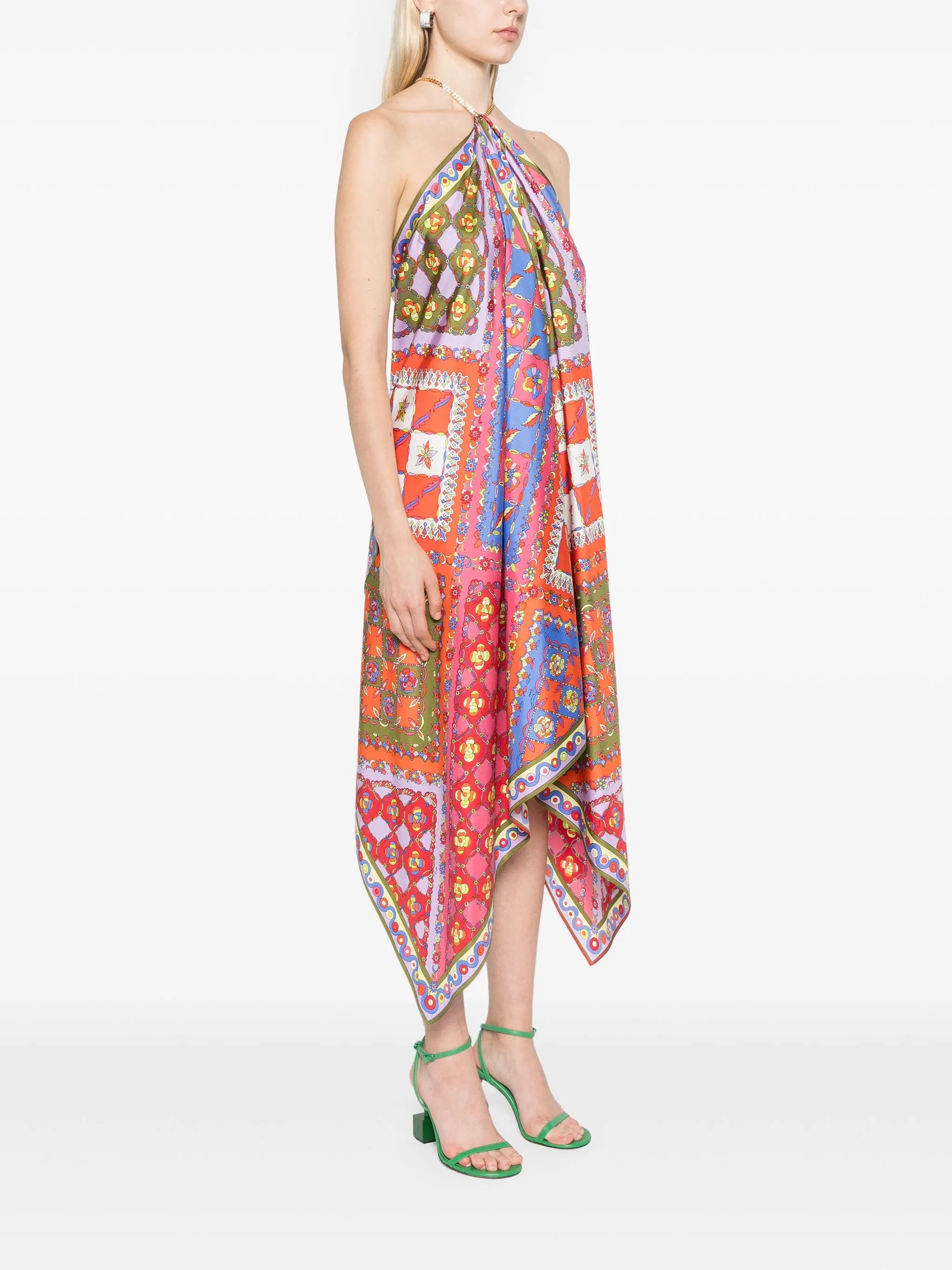Festa-print silk midi dress