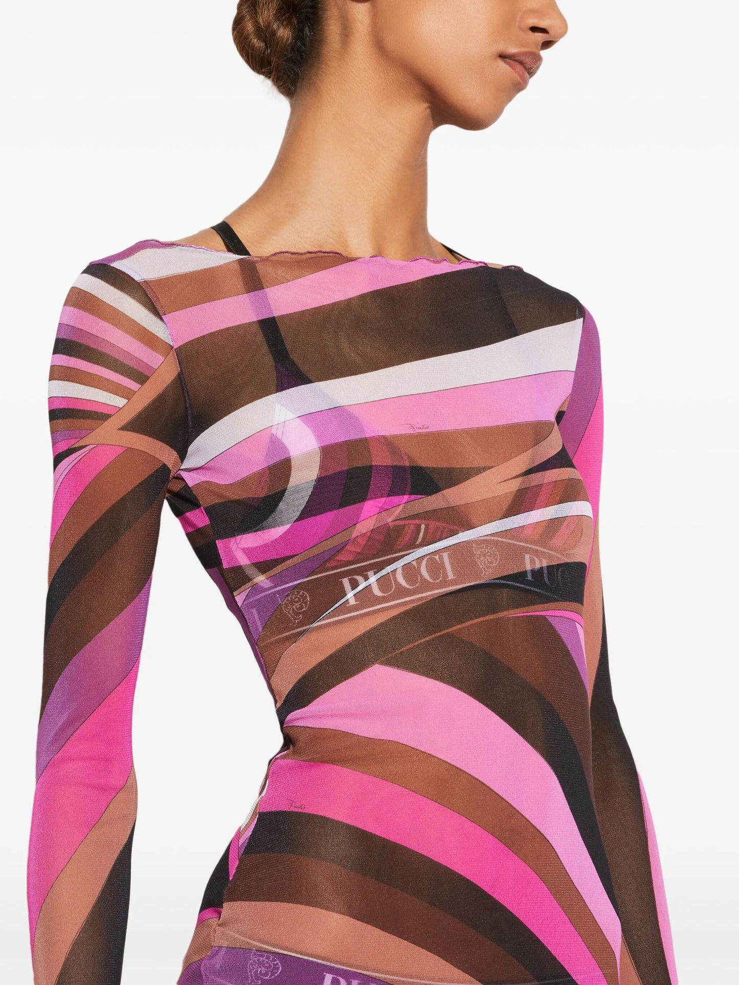 Iride-print tulle dress