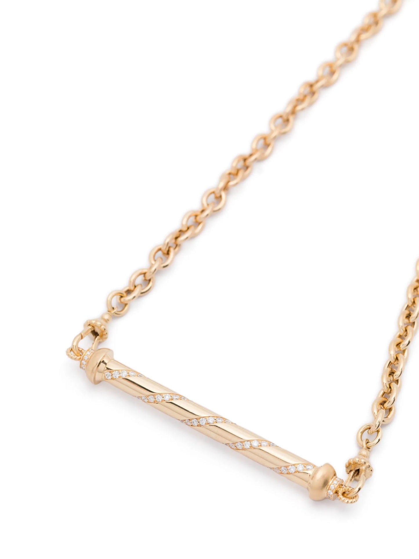 18KT yellow gold Candy Cane Pendant on Rosa Classic Chain 37cm necklace