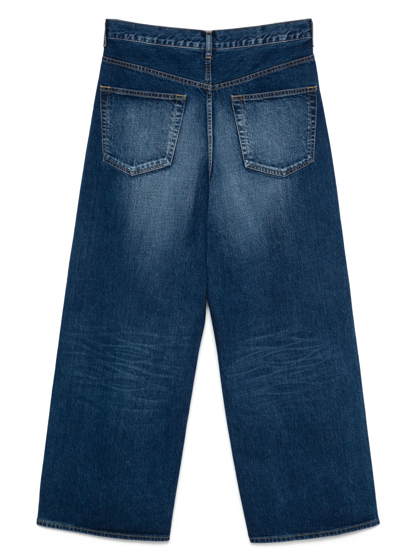 whiskering-effect jeans
