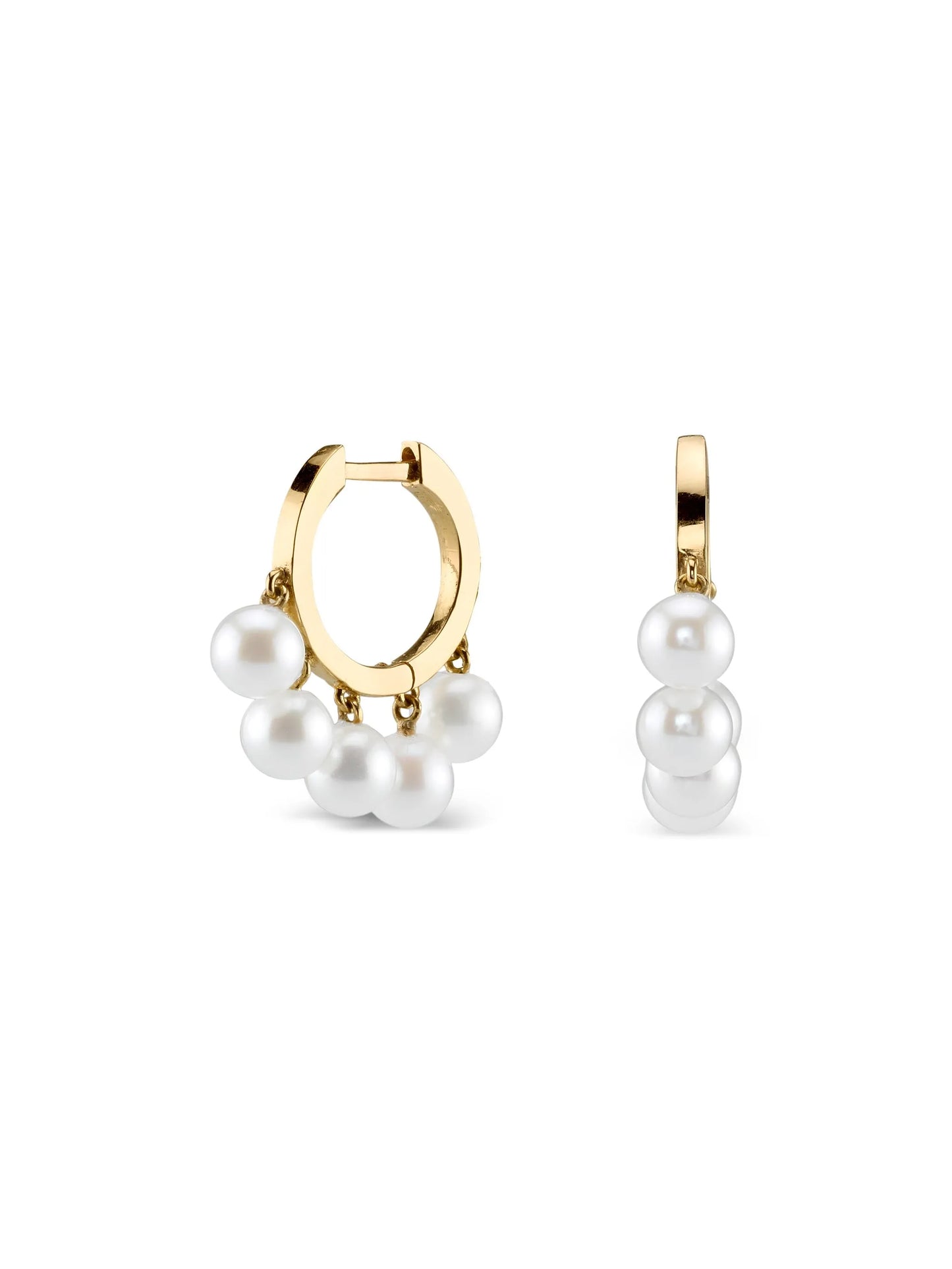 14kt yellow gold pearl drop hoop