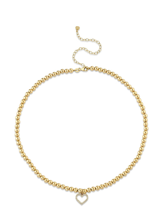 14kt yellow gold Open Heart diamond choker