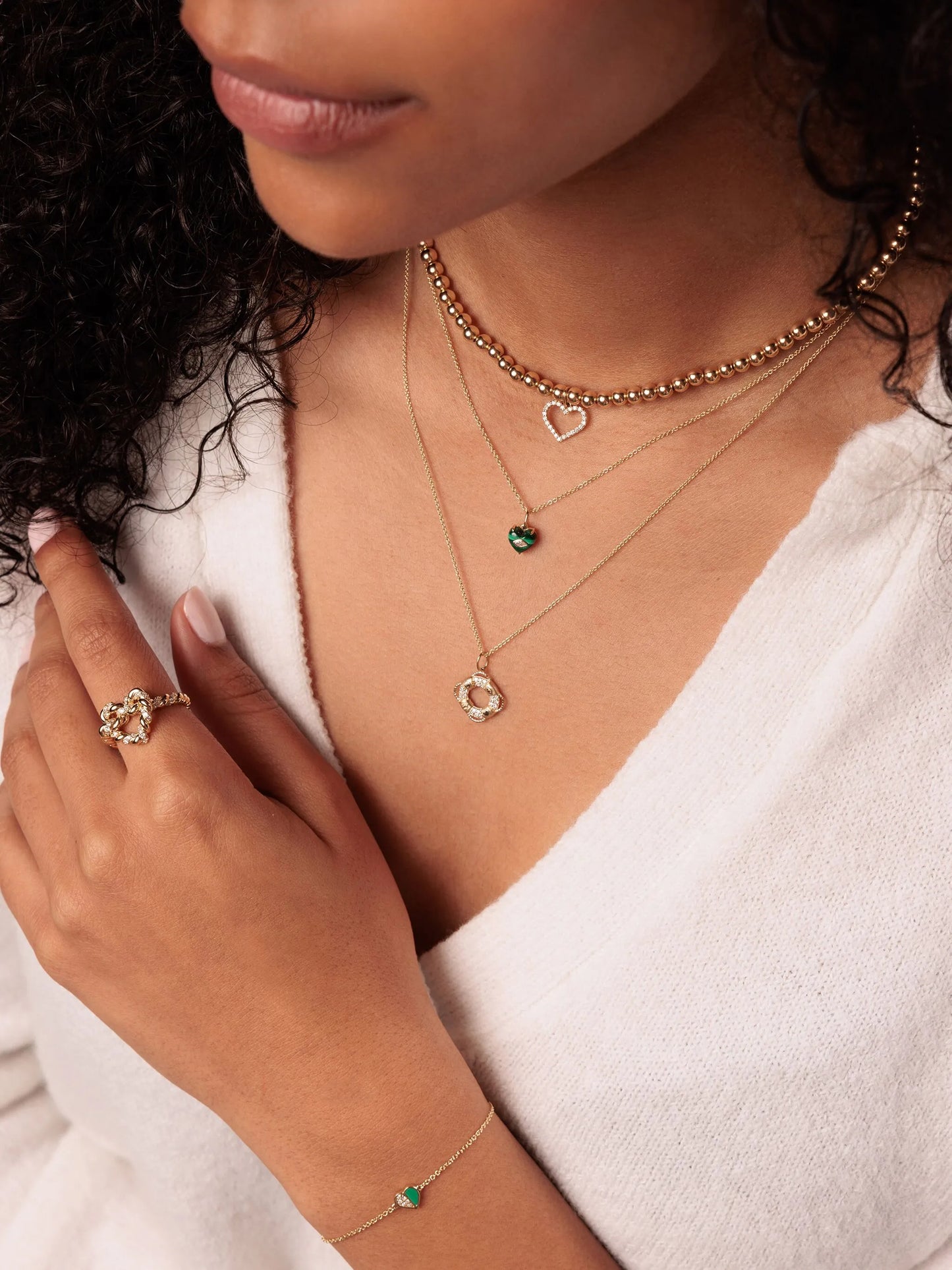 14kt yellow gold Open Heart diamond choker