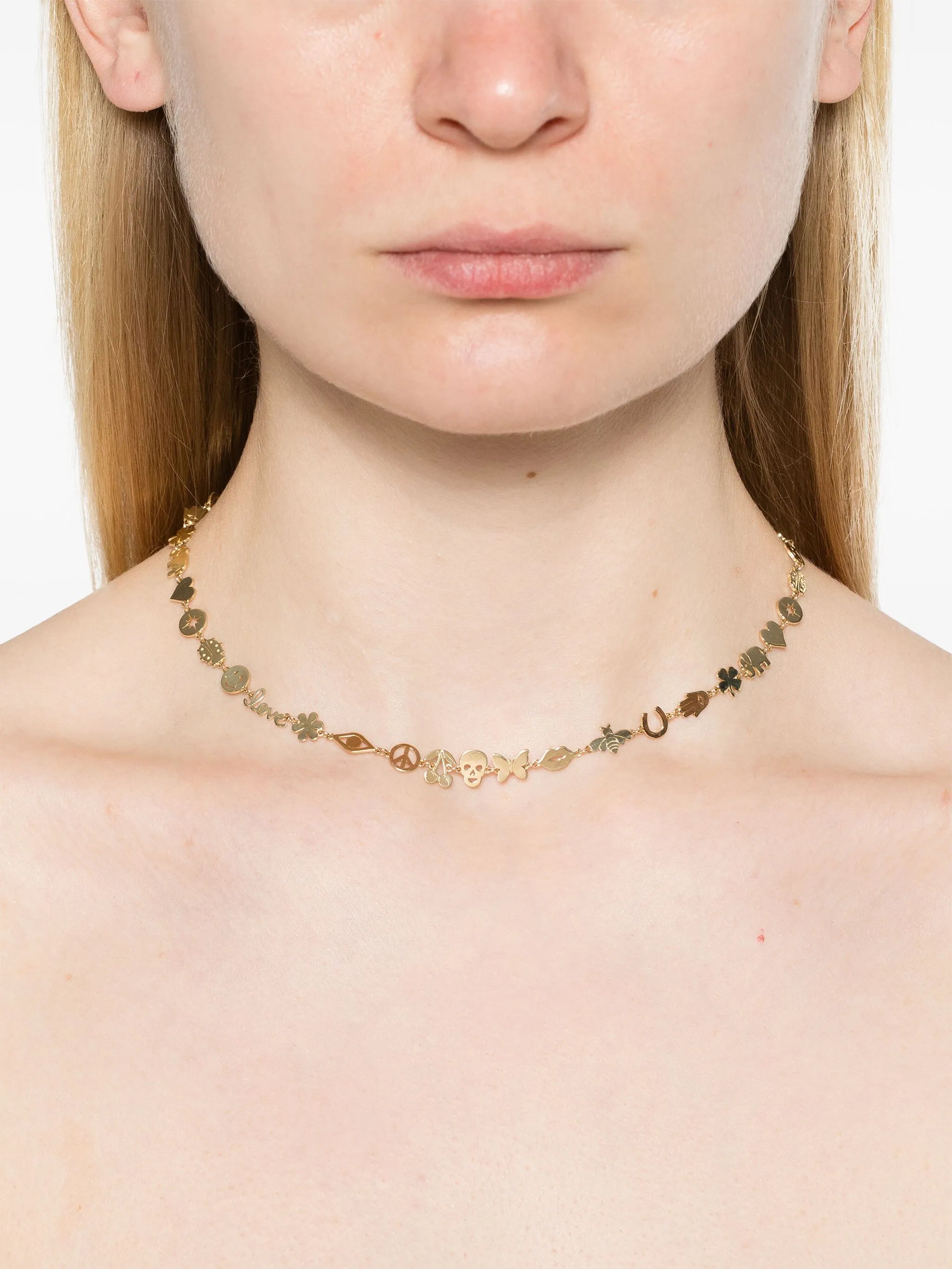 14K yellow gold Multi-Icon necklace