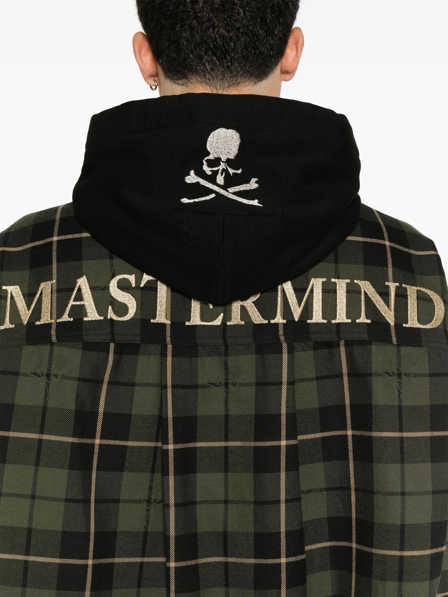 plaid-check hooded jacket