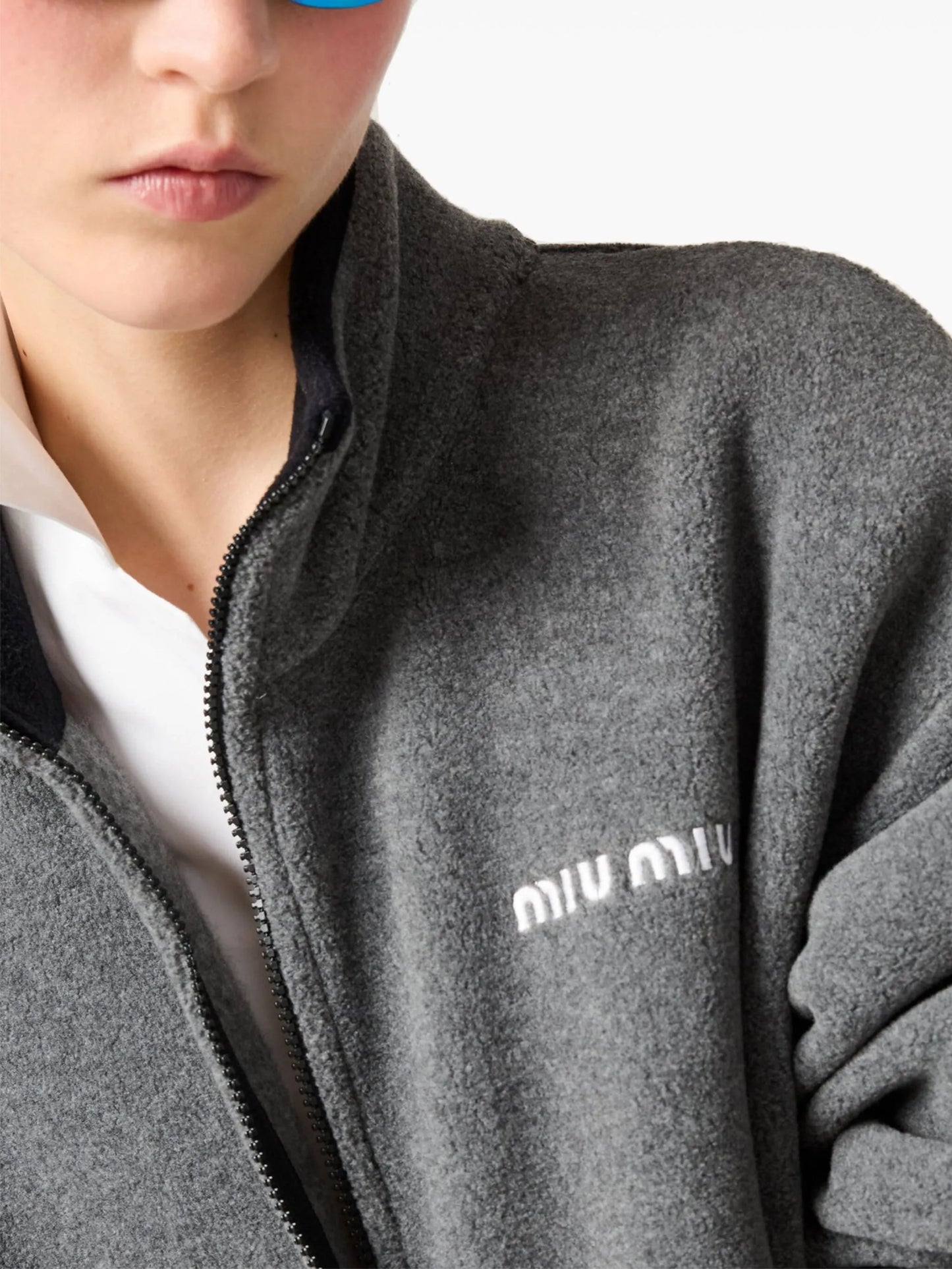 zip-up fleece sweatshirt