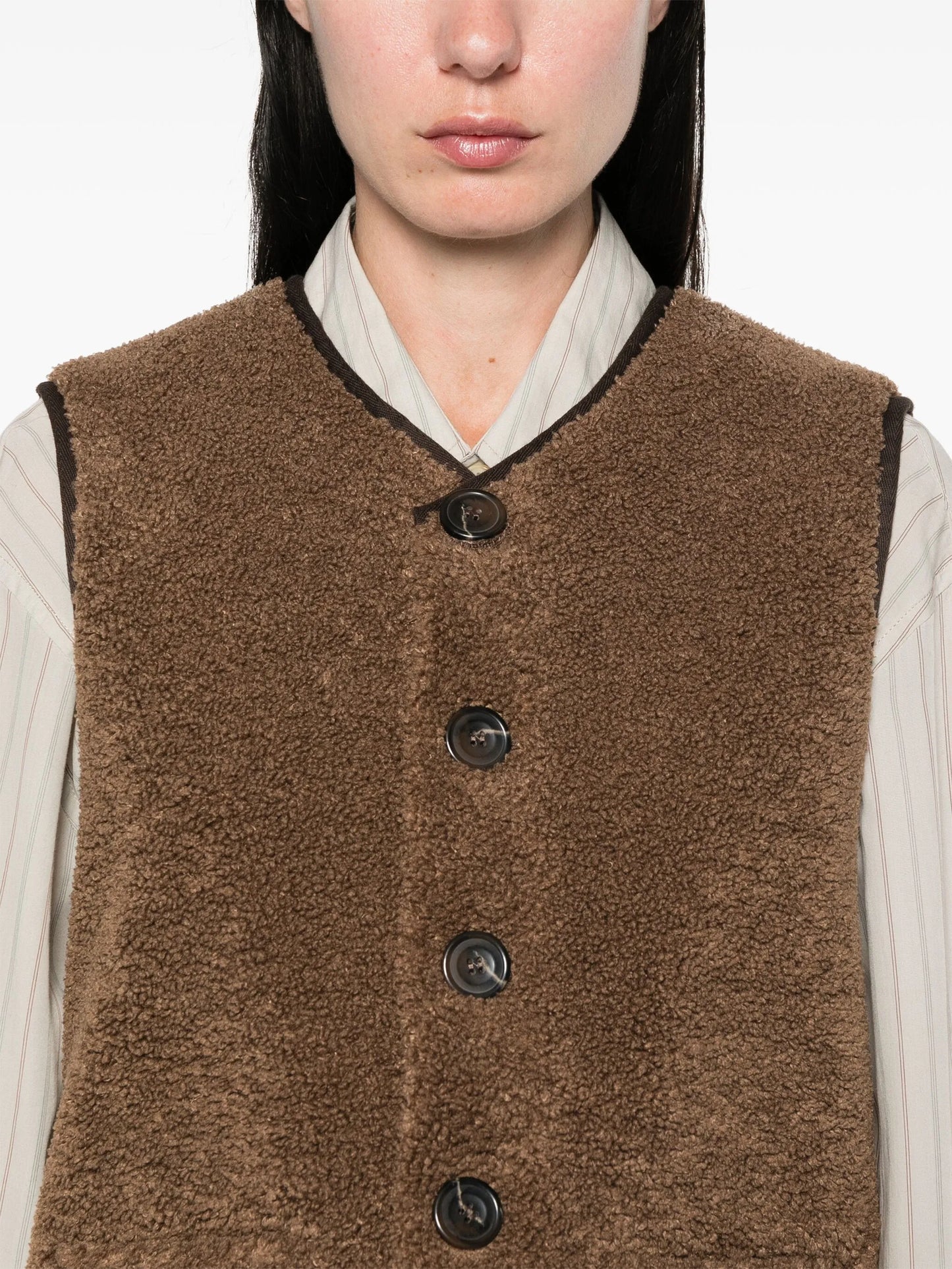 V-neck faux-shearling vest