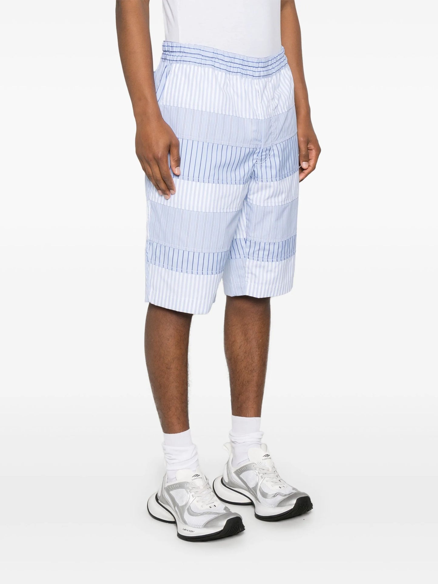 layered striped shorts