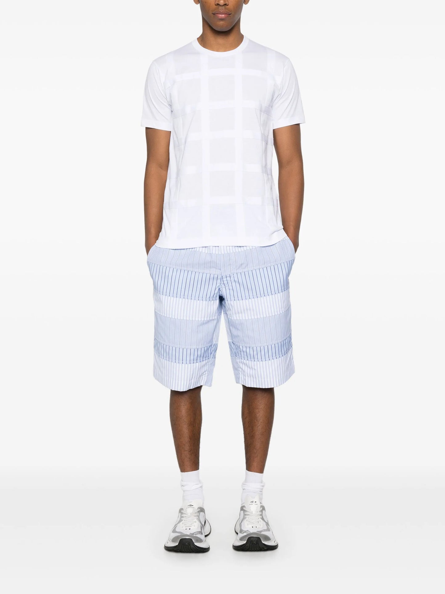 layered striped shorts