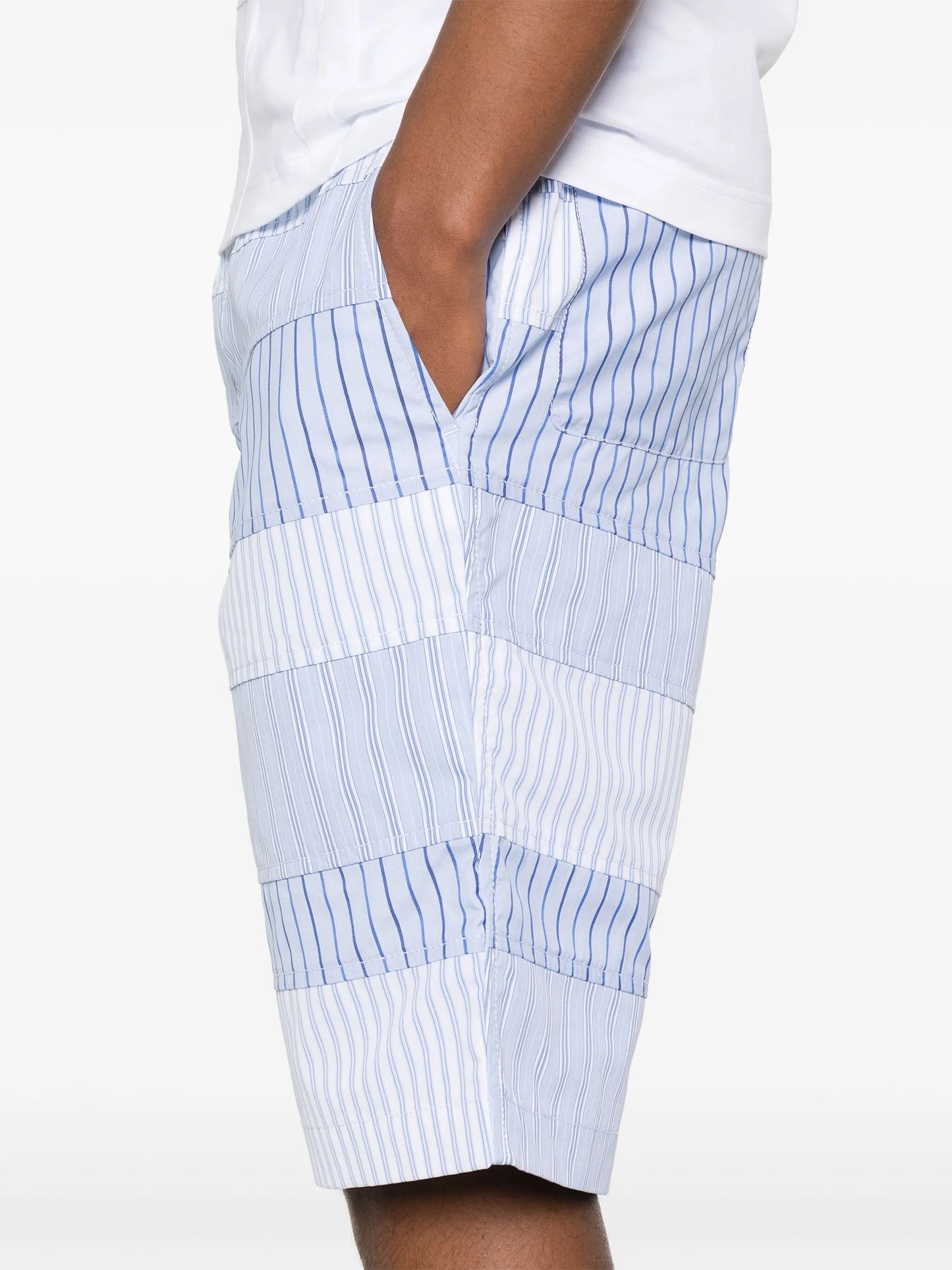 layered striped shorts