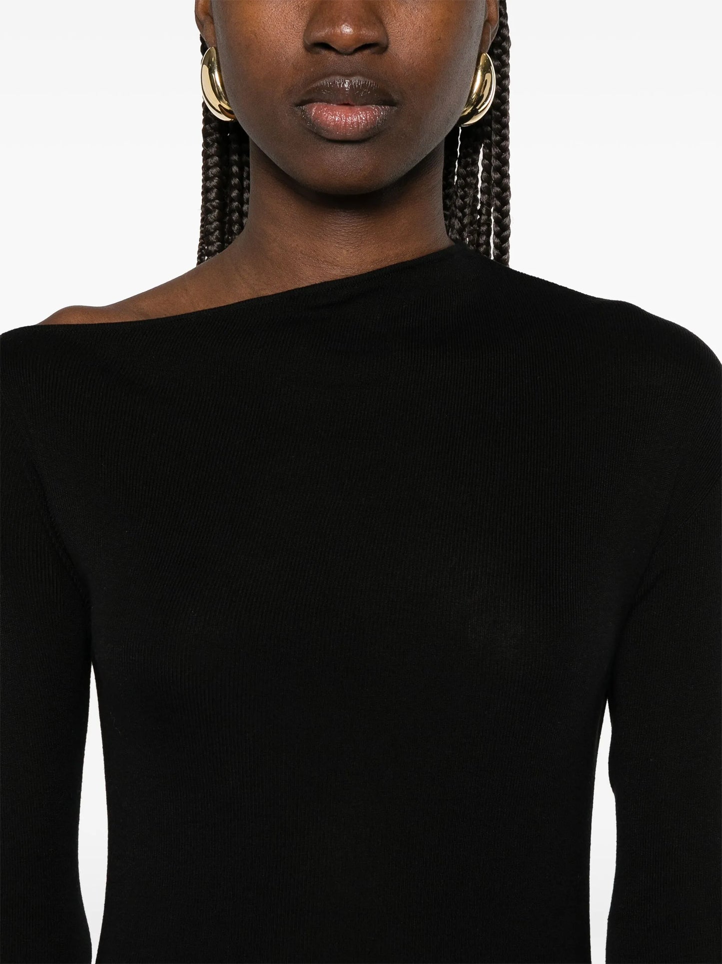 asymmetric fine-knit midi dress