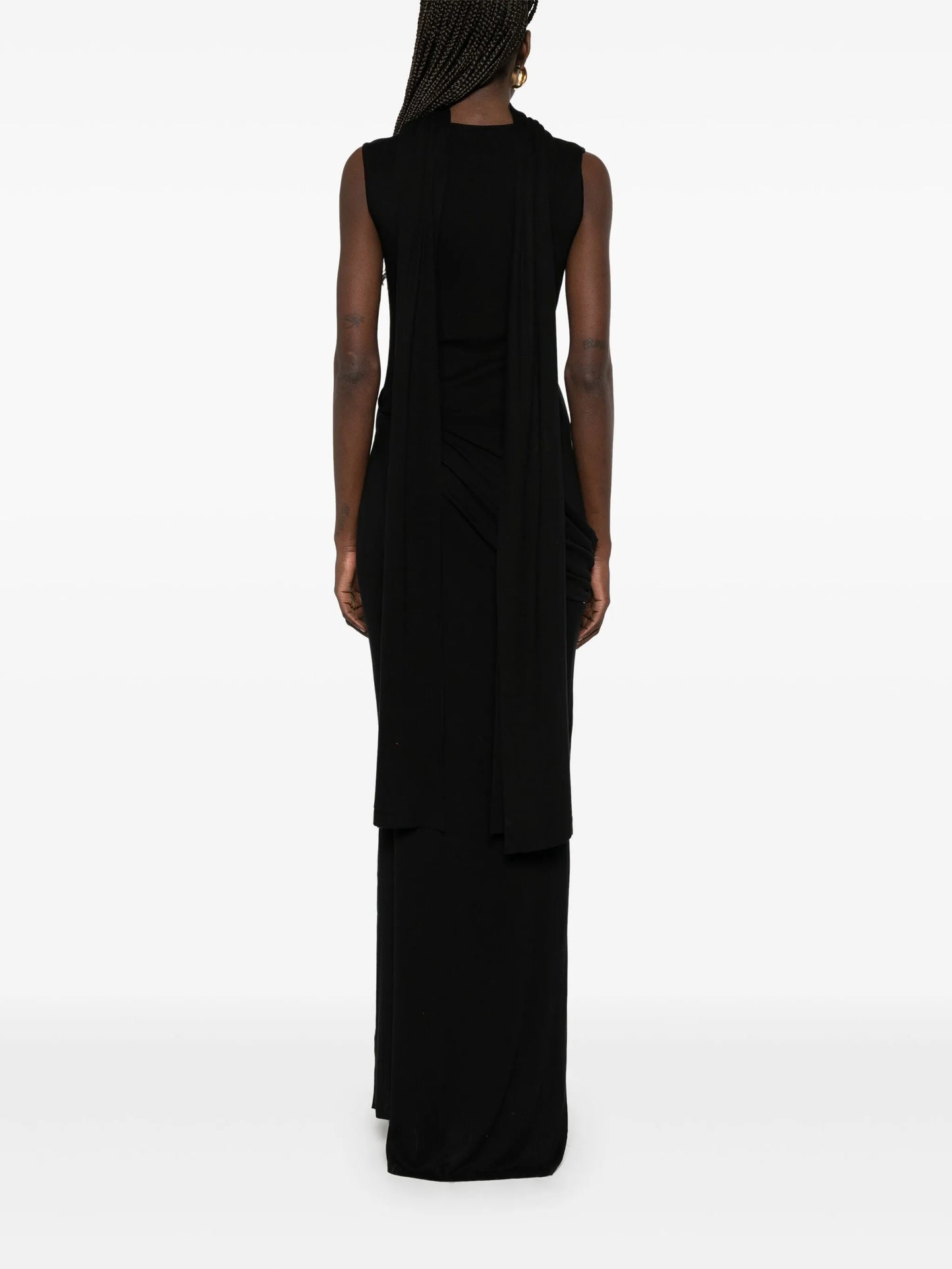 attached-scarf midi dress