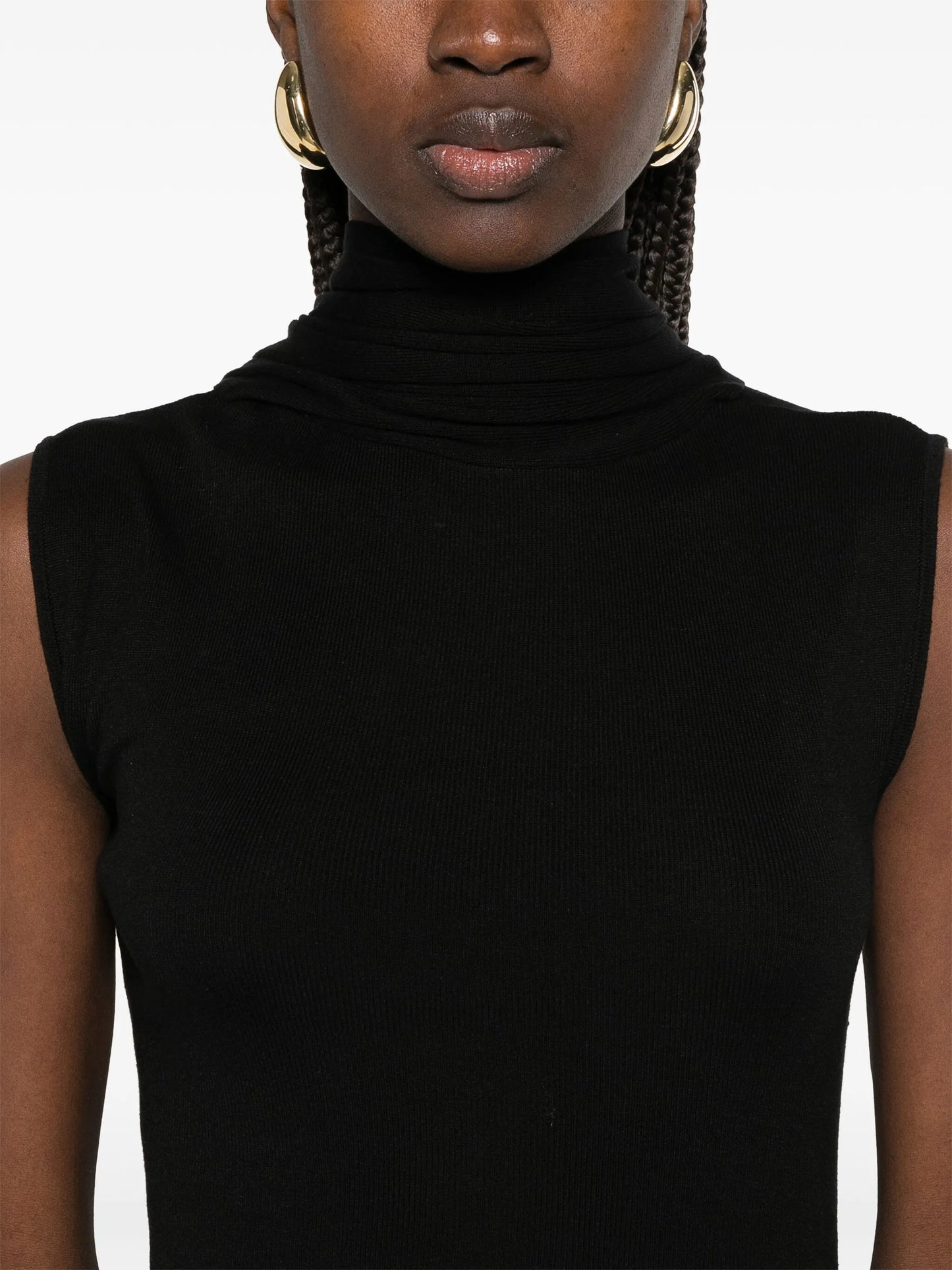attached-scarf midi dress