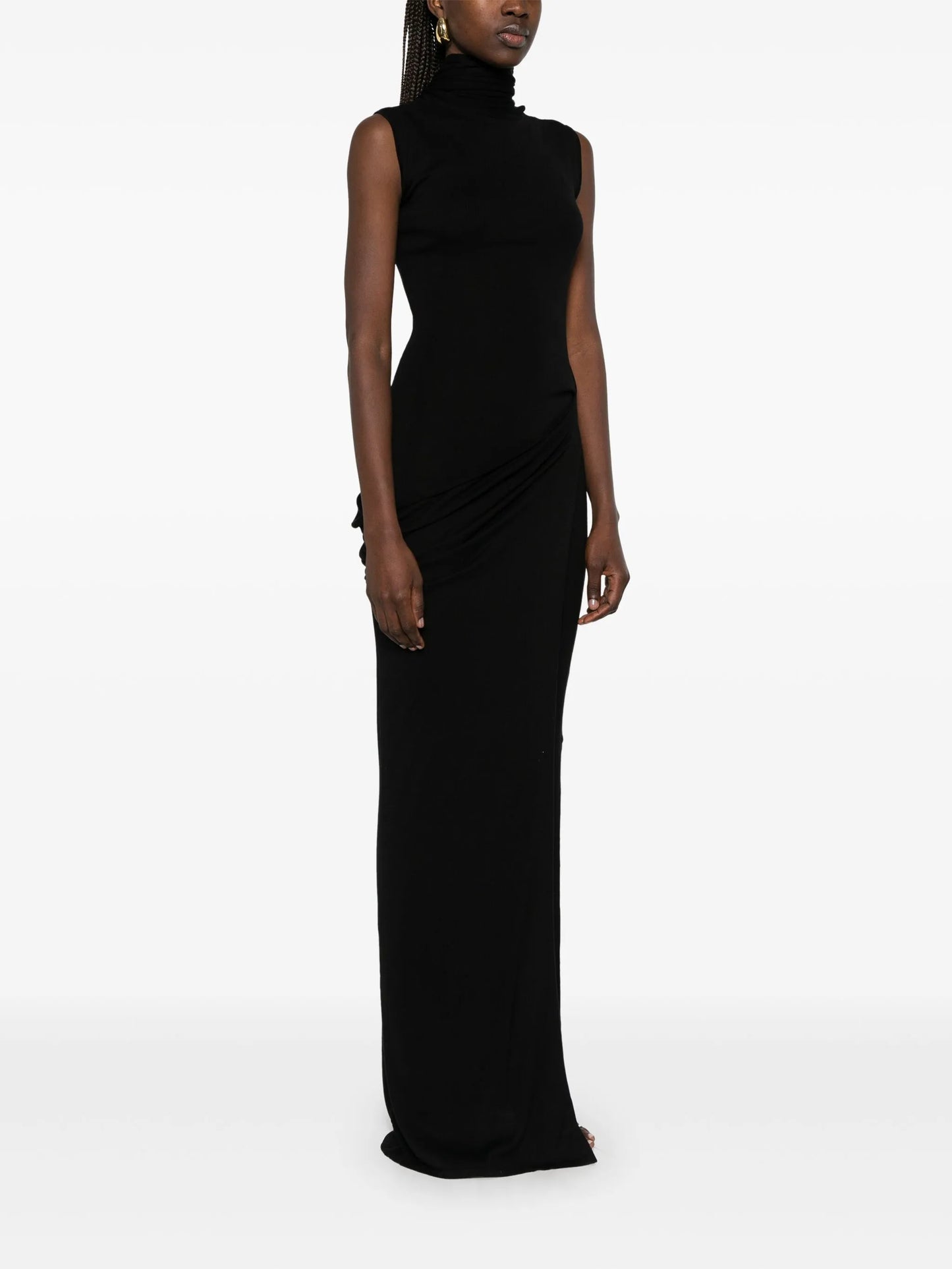 attached-scarf midi dress