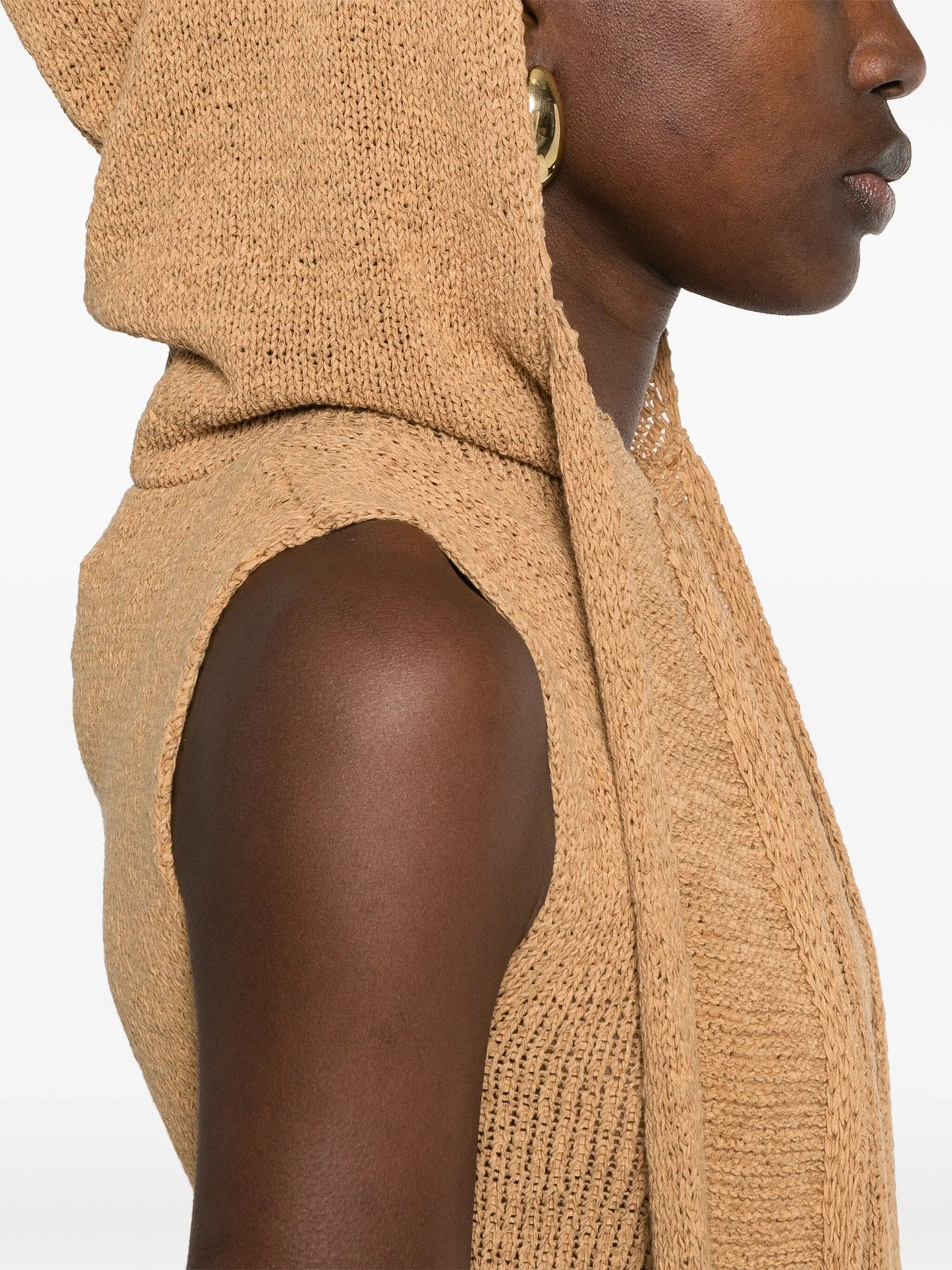 hooded knitted mini dress