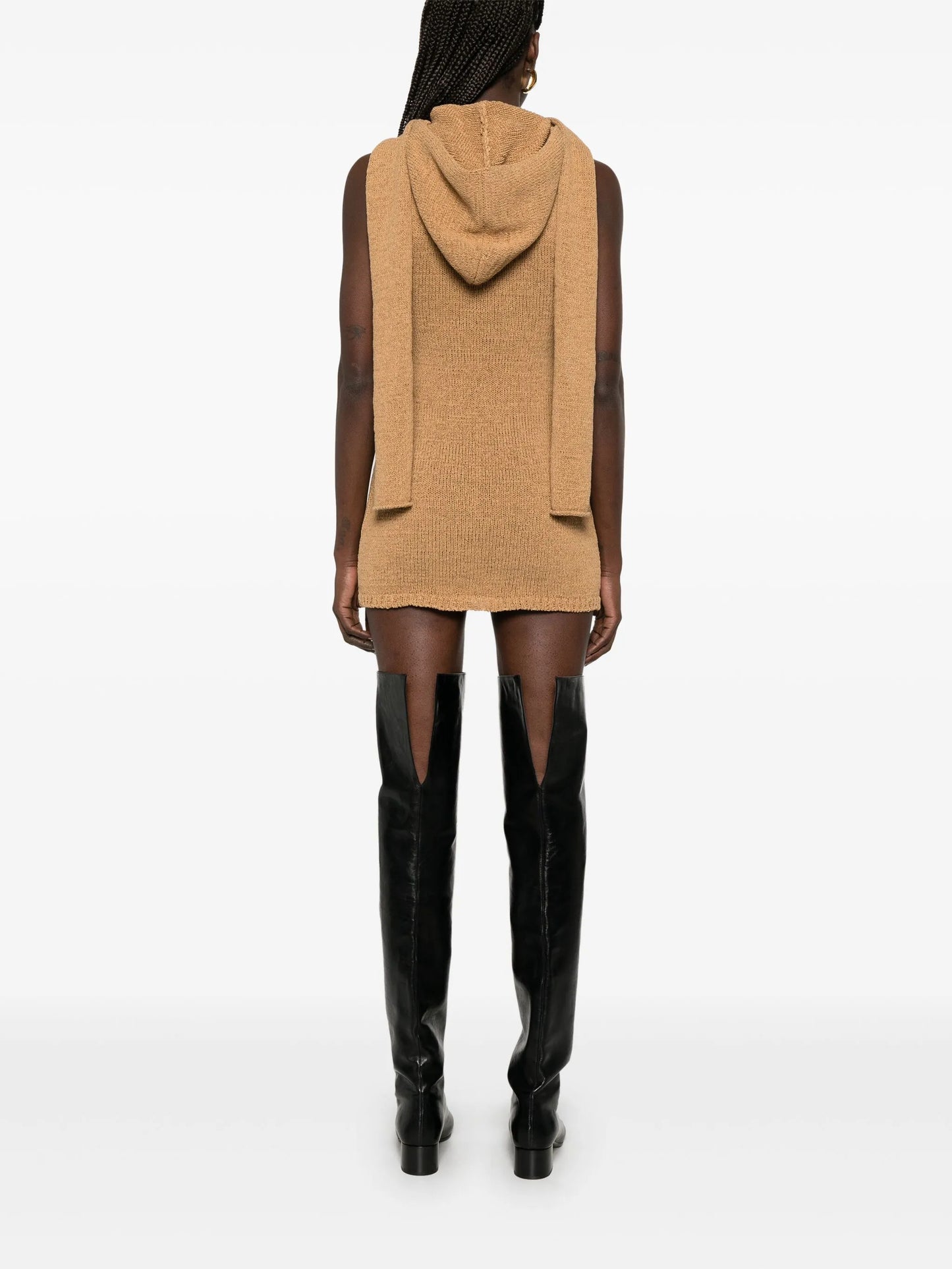 hooded knitted mini dress