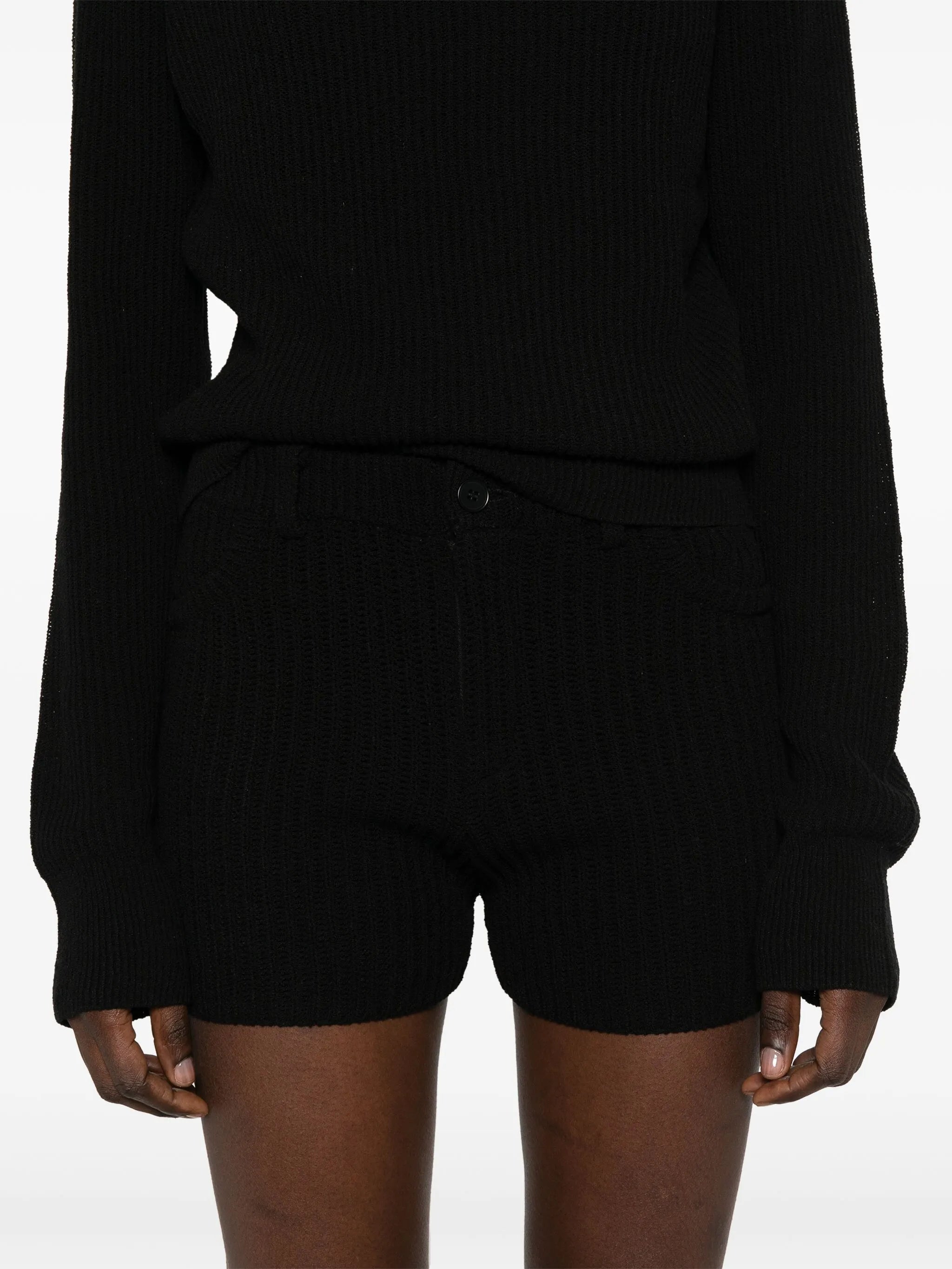 ribbed-knit shorts