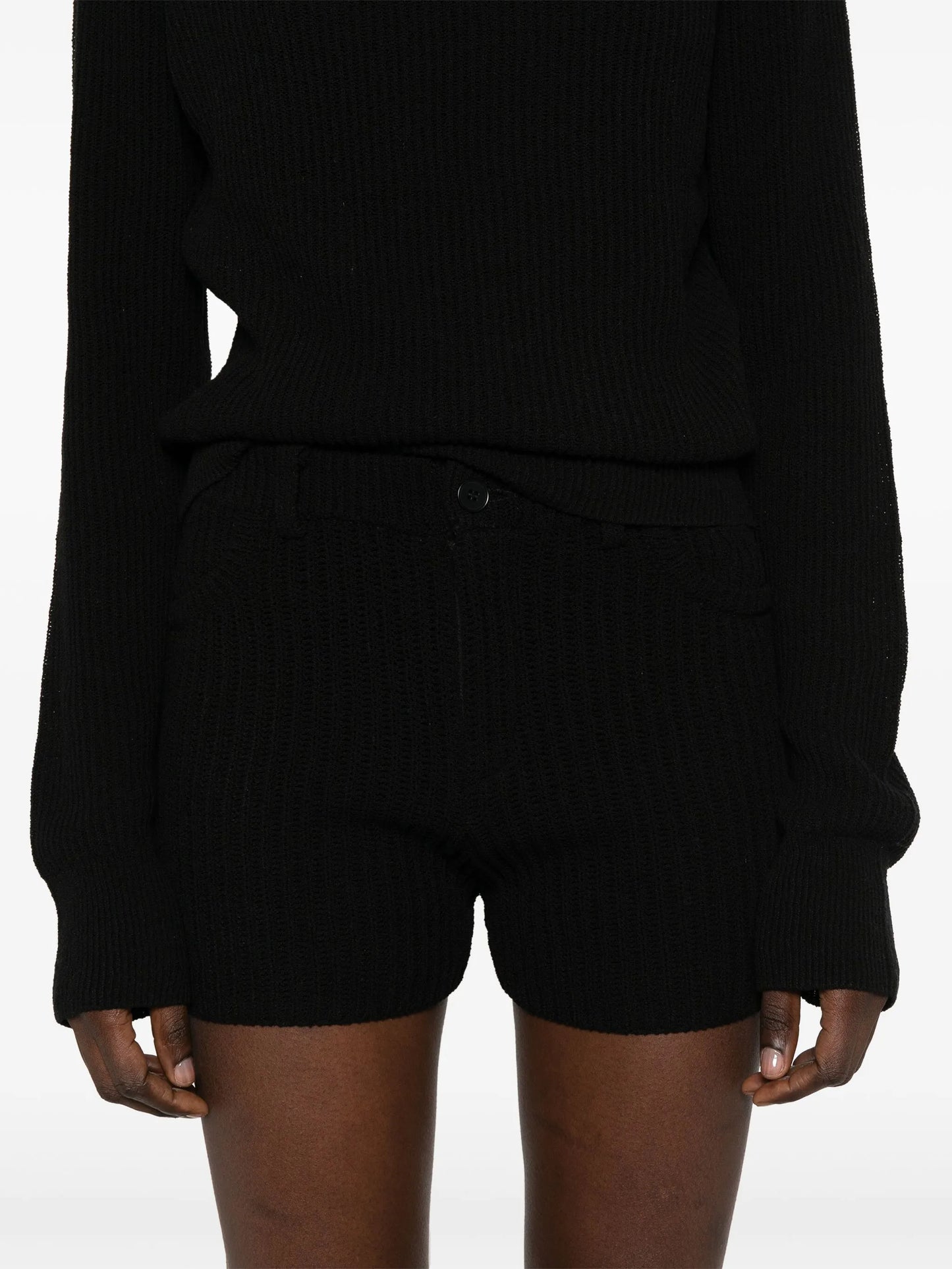 ribbed-knit shorts