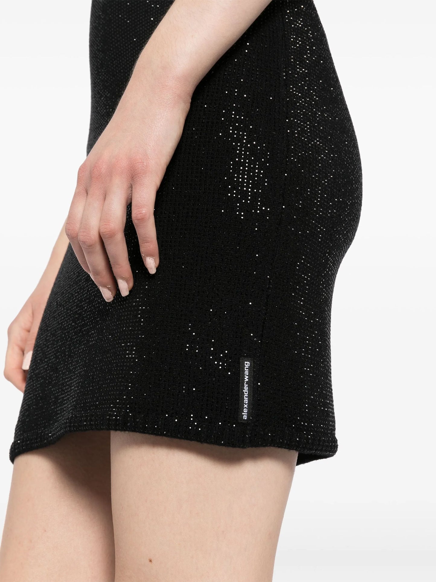 crystal-embellished mock-neck dress
