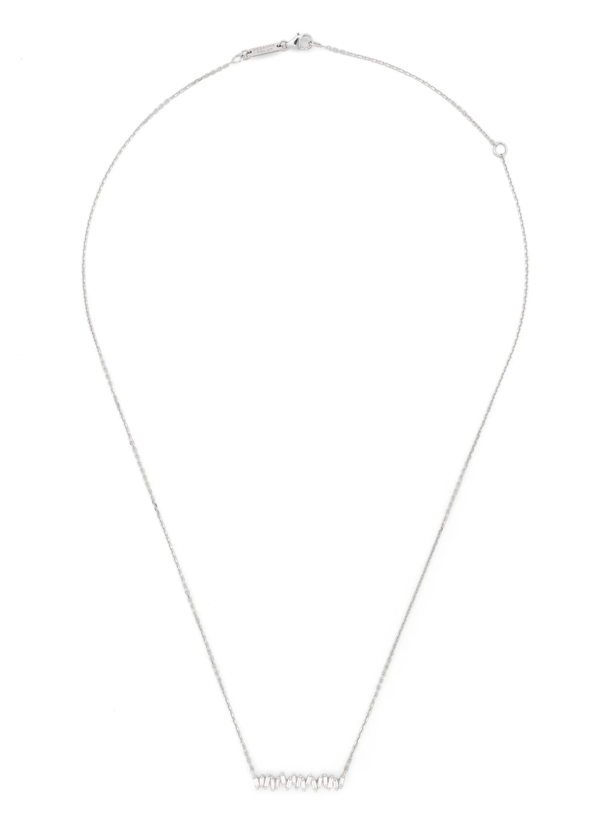 18kt white gold Bar diamond necklace