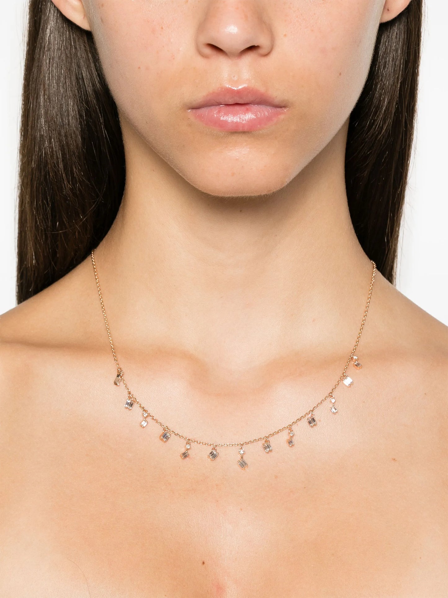 18kt rose gold Dangle diamond necklace